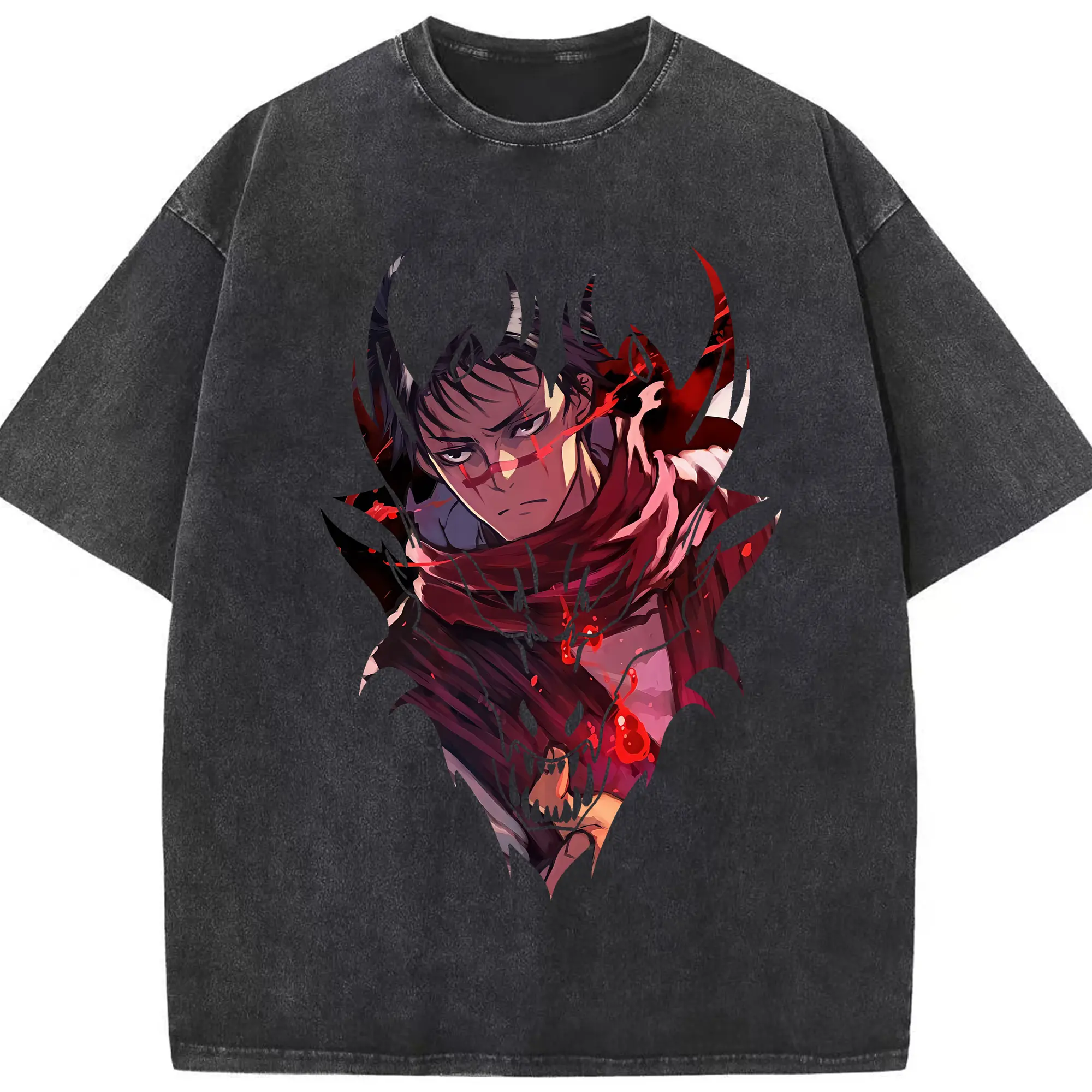 呪術廻戦 グッズ,脹相 - 綿100％ ヴィンテージ風 半袖Tシャツ ・ フロントプリント ・ 柔らか肌触り ・ 通気性 快適 ・ スポーツ カジュアル 外出用