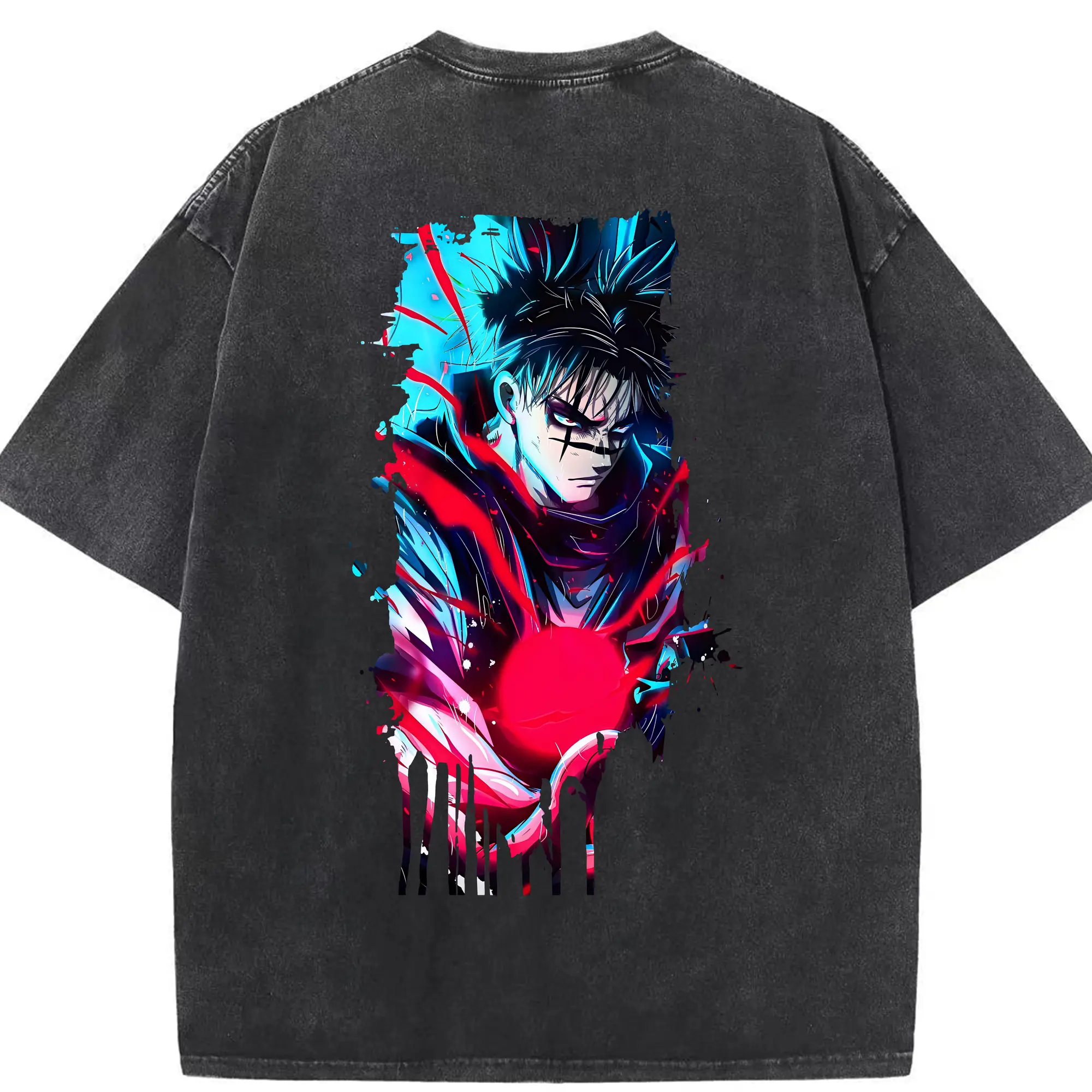 呪術廻戦 グッズ,脹相 - 綿100％ ヴィンテージ風 半袖Tシャツ ・ 背面プリント ・ 柔らか肌触り ・ 通気性 快適 ・ スポーツ カジュアル 外出用