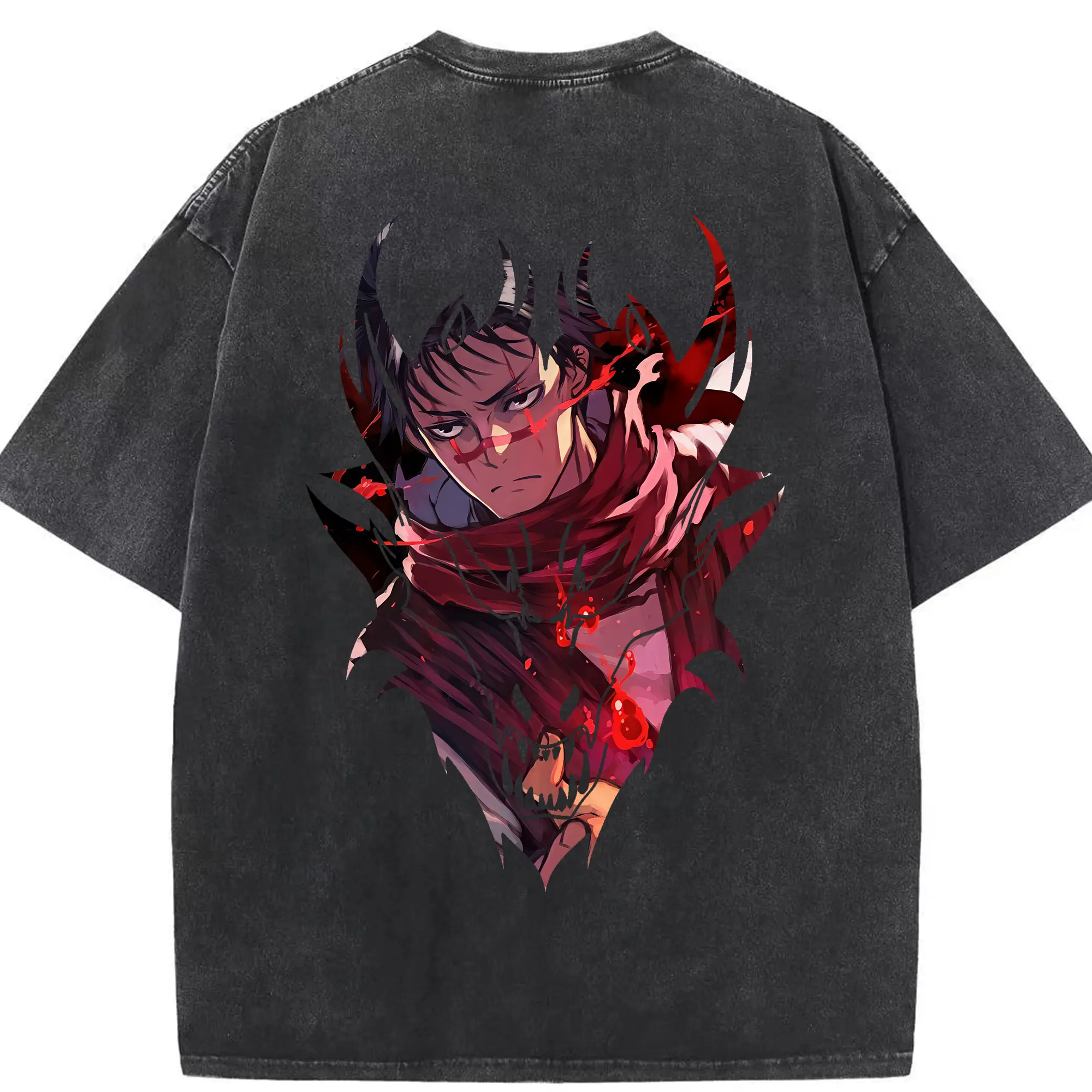 呪術廻戦 グッズ,脹相 - 綿100％ ヴィンテージ風 半袖Tシャツ ・ 背面プリント ・ 柔らか肌触り ・ 通気性 快適 ・ スポーツ カジュアル 外出用