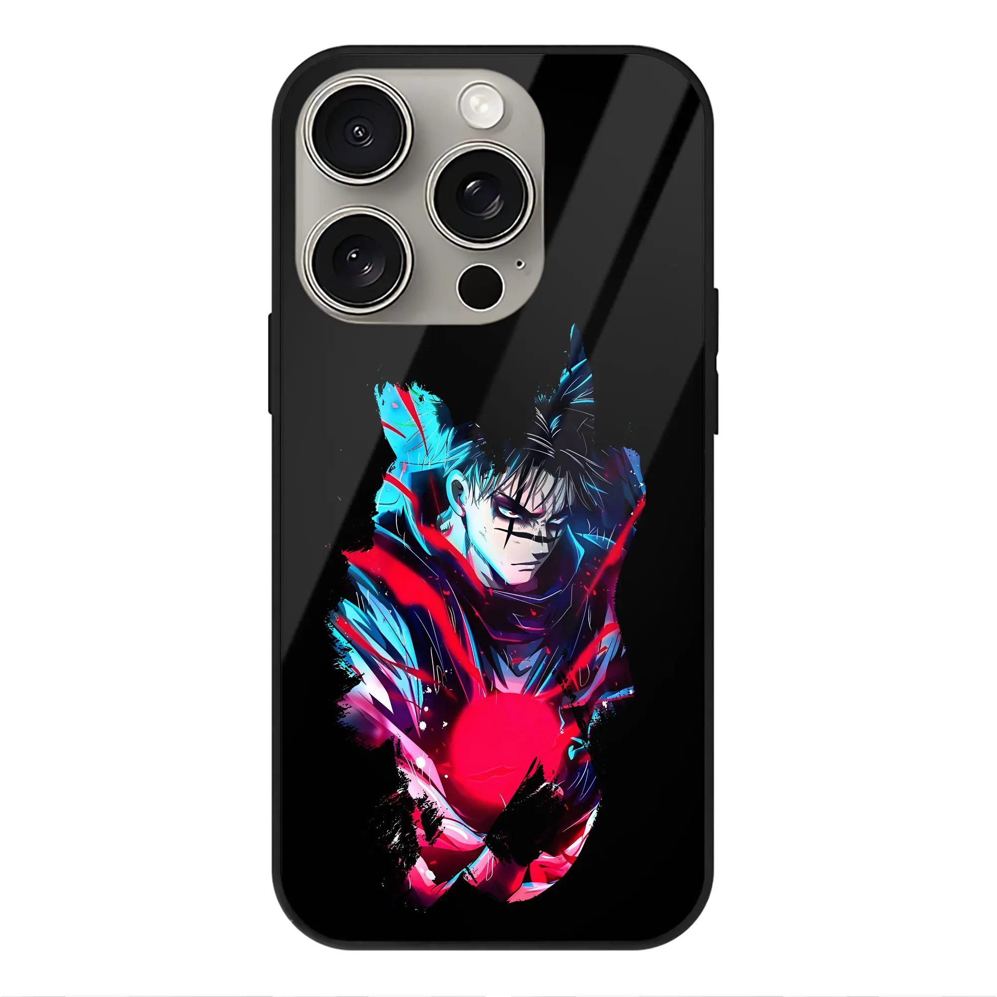 呪術廻戦 グッズ,脹相 - IPhone15Pro対応 ・ スマホケース ・ 背面ガラス ・ TPU+強化ガラス ・ 耐衝撃 ・ 黄変防止 ・ ワイヤレス充電対応 ・ 3D立体ボタン