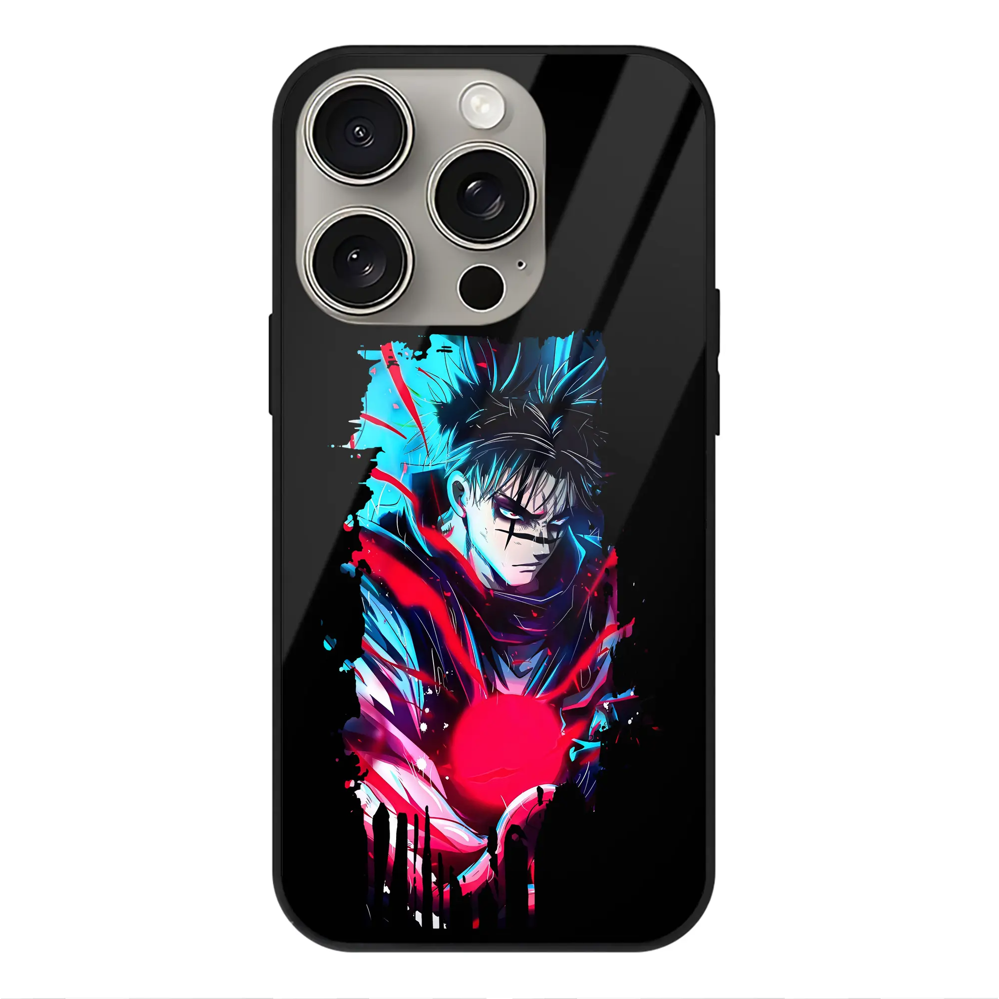 呪術廻戦 グッズ,脹相 - IPhone15Pro対応 ・ スマホケース ・ 背面ガラス ・ TPU+強化ガラス ・ 耐衝撃 ・ 黄変防止 ・ ワイヤレス充電対応 ・ 3D立体ボタン