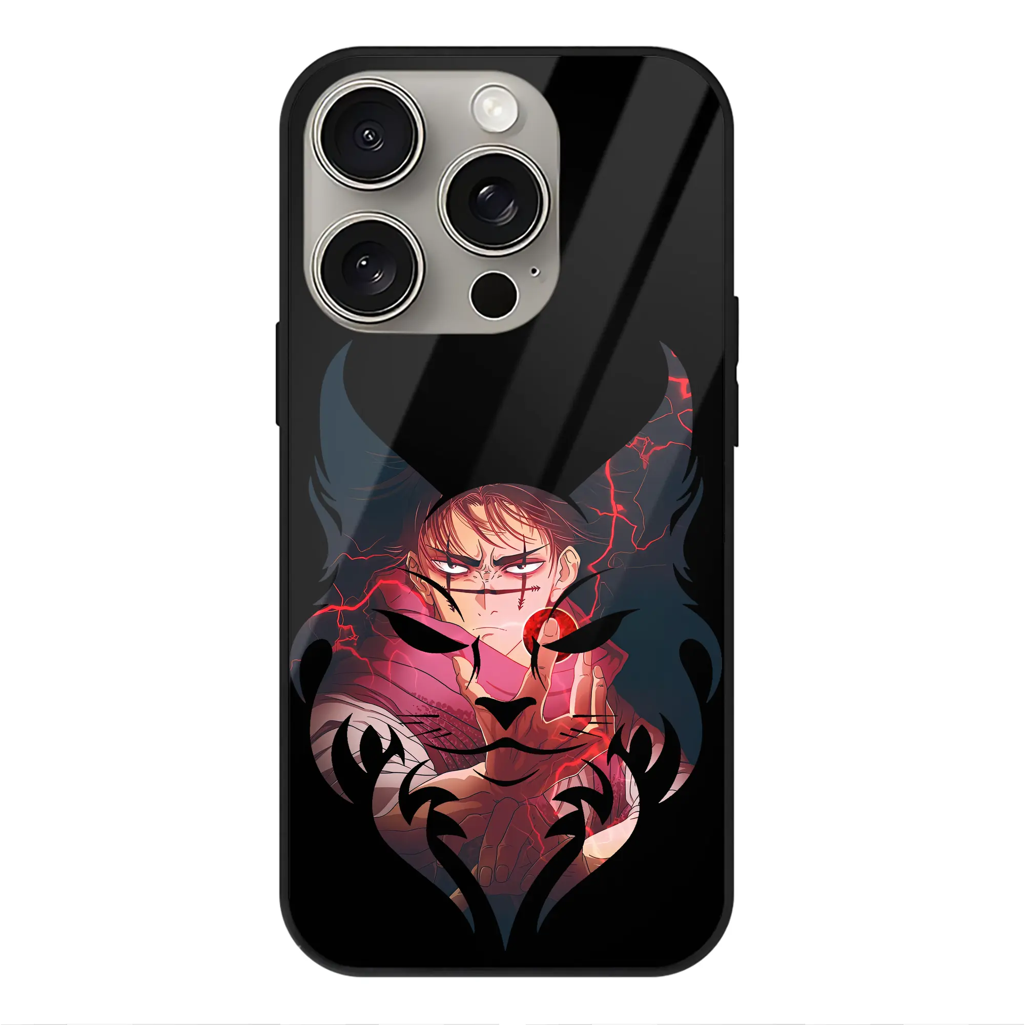 呪術廻戦 グッズ,脹相 - IPhone15Pro対応 ・ スマホケース ・ 背面ガラス ・ TPU+強化ガラス ・ 耐衝撃 ・ 黄変防止 ・ ワイヤレス充電対応 ・ 3D立体ボタン