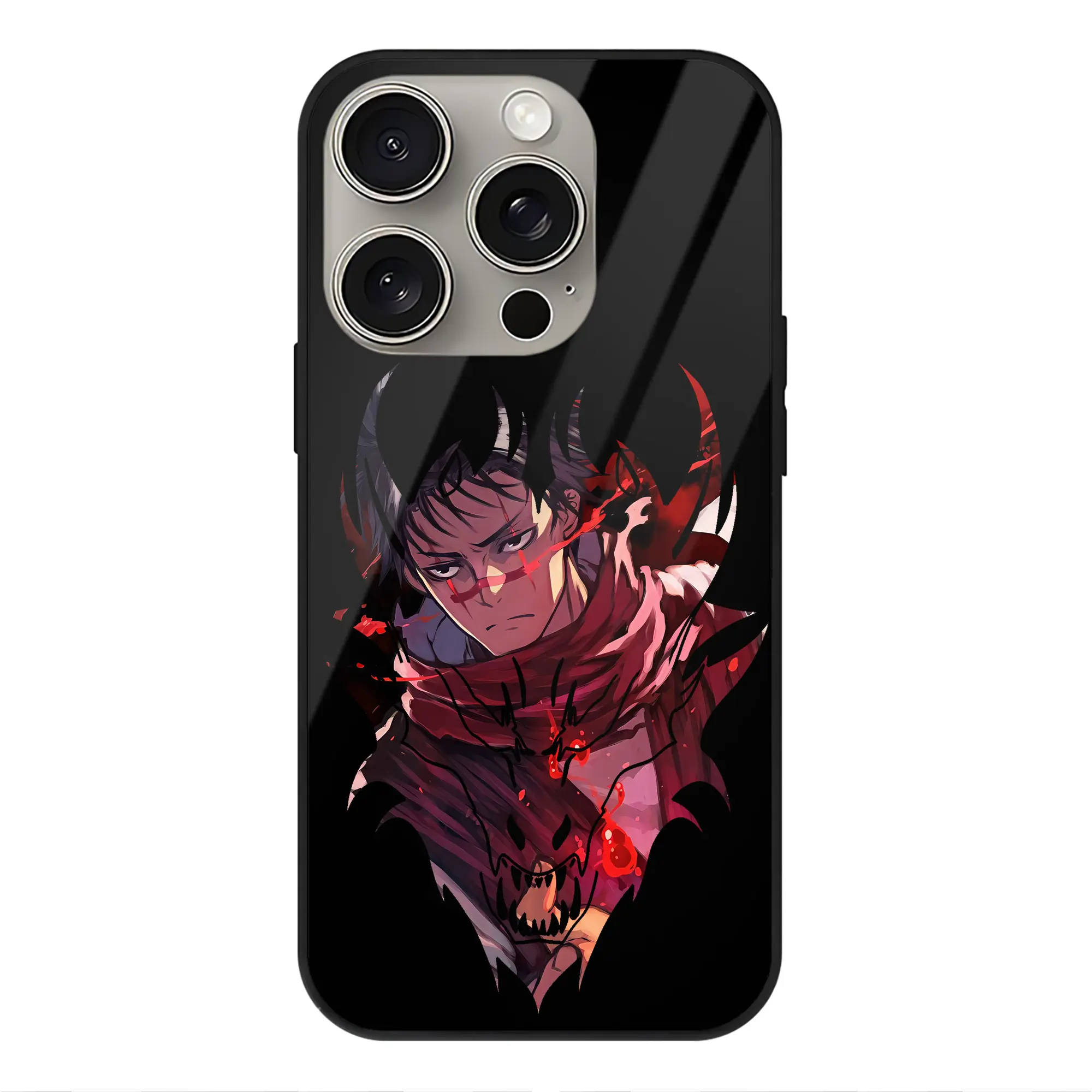 呪術廻戦 グッズ,脹相 - IPhone15Pro対応 ・ スマホケース ・ 背面ガラス ・ TPU+強化ガラス ・ 耐衝撃 ・ 黄変防止 ・ ワイヤレス充電対応 ・ 3D立体ボタン