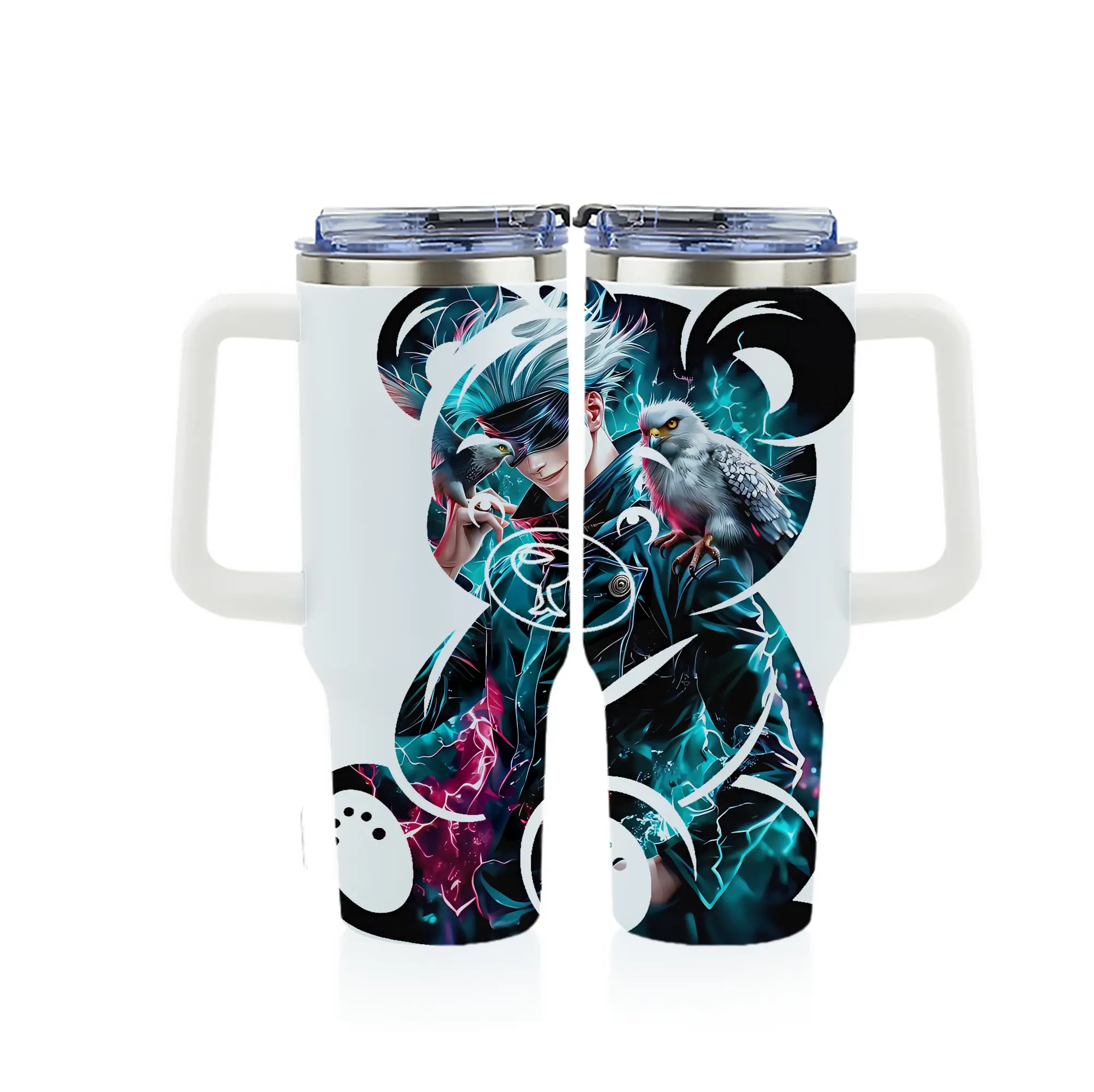 呪術廻戦 グッズ,五条 悟 - 1200mL フルプリント車用タンブラー ・ 304ステンレス 内側 ・ 201ステンレス 外側 ・ 保温 保冷 ・ 通勤 ドライブ アウトドア用