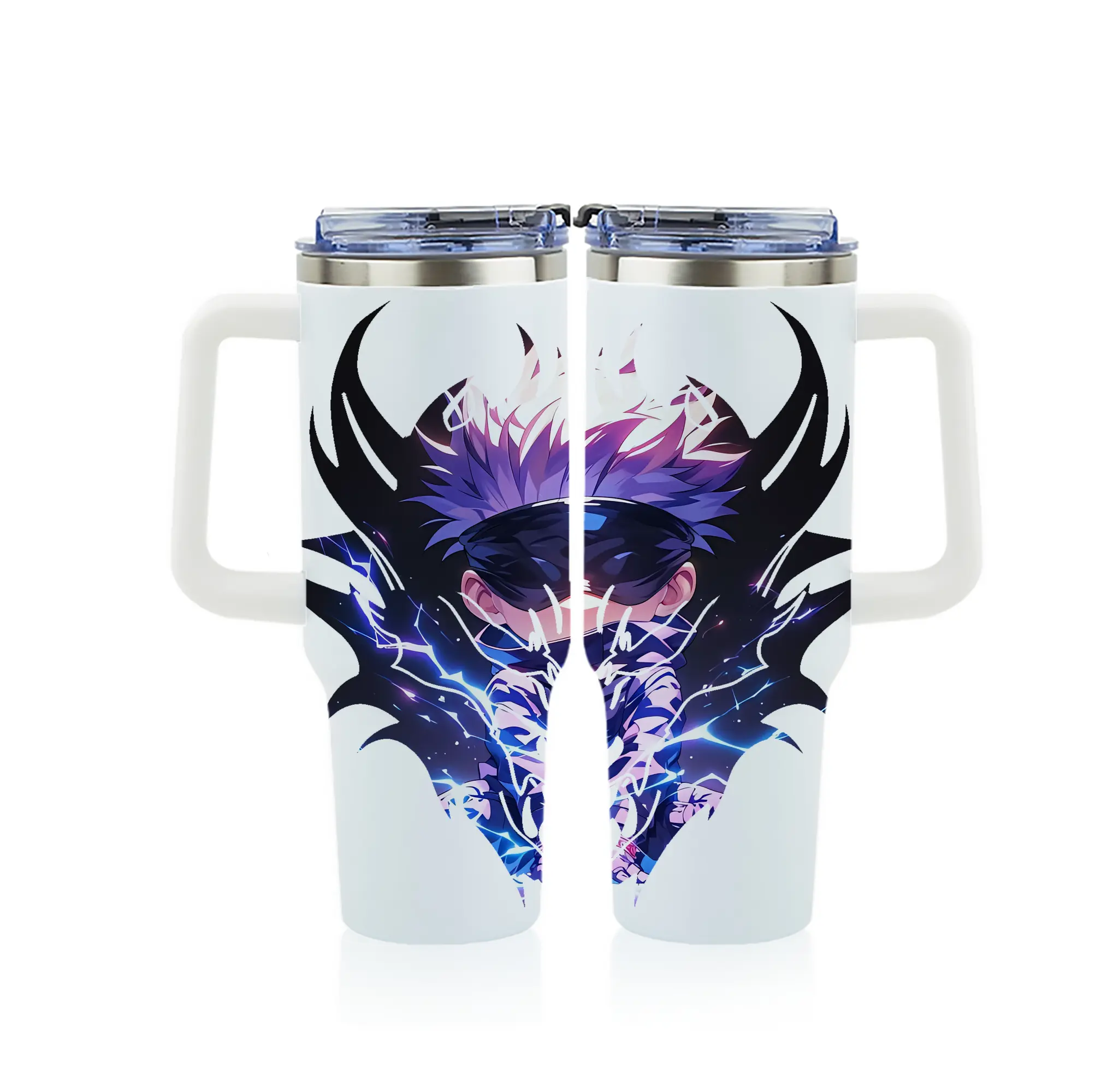 呪術廻戦 グッズ,五条 悟 - 1200mL フルプリント車用タンブラー ・ 304ステンレス 内側 ・ 201ステンレス 外側 ・ 保温 保冷 ・ 通勤 ドライブ アウトドア用