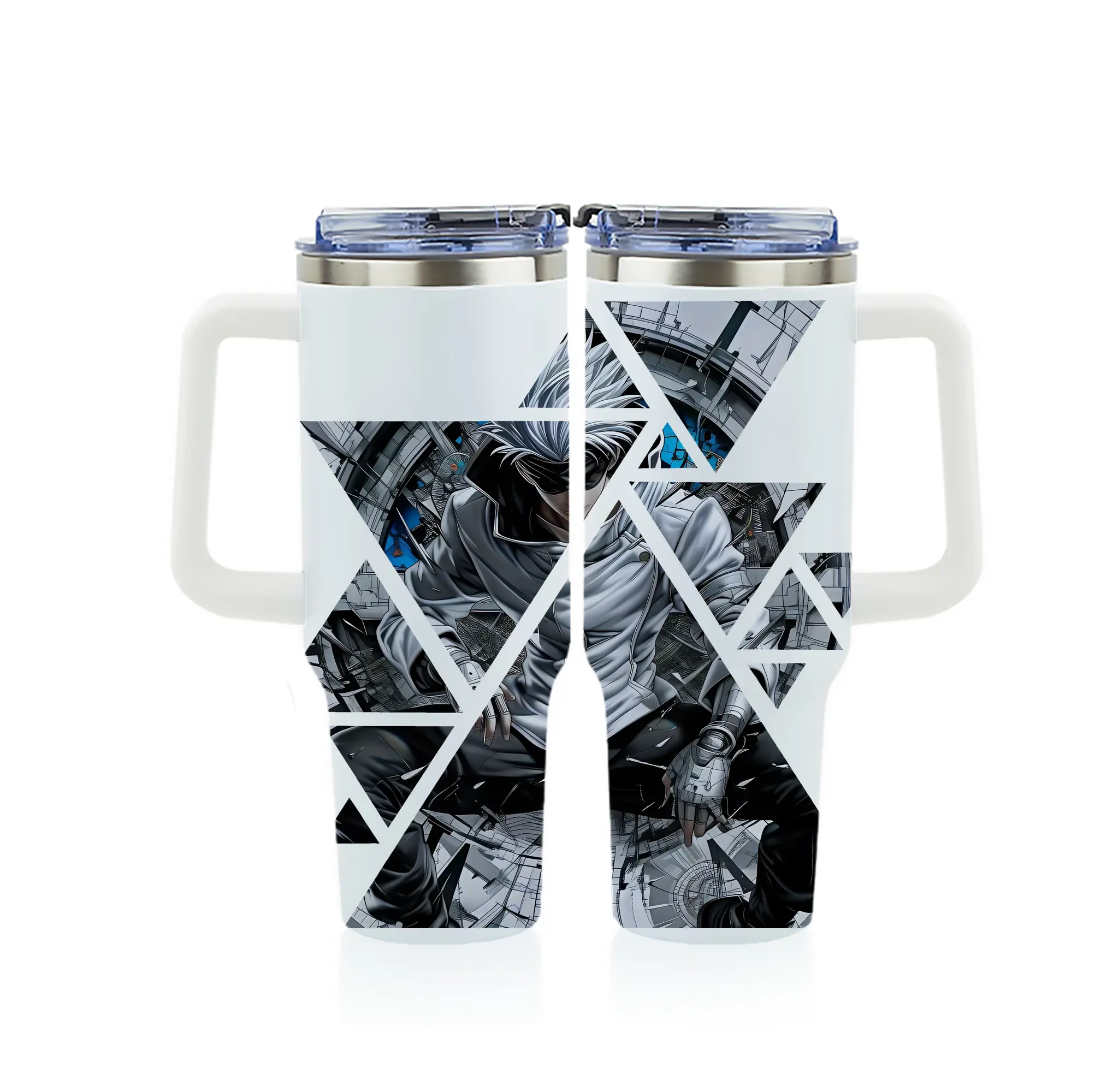 呪術廻戦 グッズ,五条 悟 - 1200mL フルプリント車用タンブラー ・ 304ステンレス 内側 ・ 201ステンレス 外側 ・ 保温 保冷 ・ 通勤 ドライブ アウトドア用