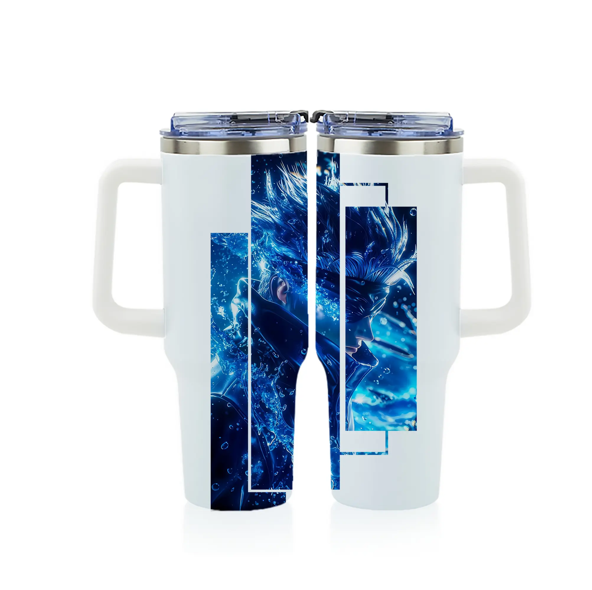 呪術廻戦 グッズ,五条 悟 - 1200mL フルプリント車用タンブラー ・ 304ステンレス 内側 ・ 201ステンレス 外側 ・ 保温 保冷 ・ 通勤 ドライブ アウトドア用