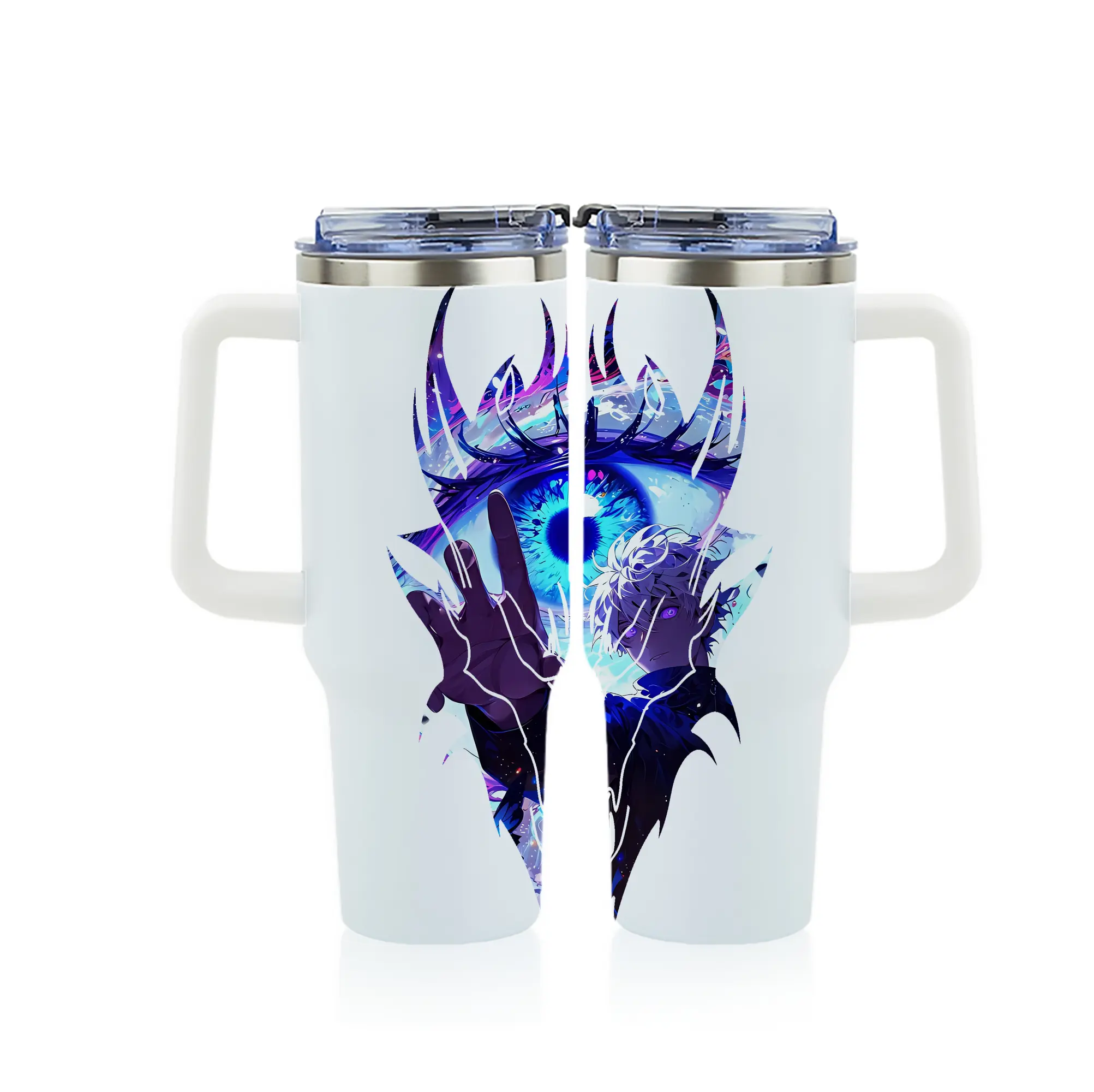 呪術廻戦 グッズ,五条 悟 - 1200mL フルプリント車用タンブラー ・ 304ステンレス 内側 ・ 201ステンレス 外側 ・ 保温 保冷 ・ 通勤 ドライブ アウトドア用