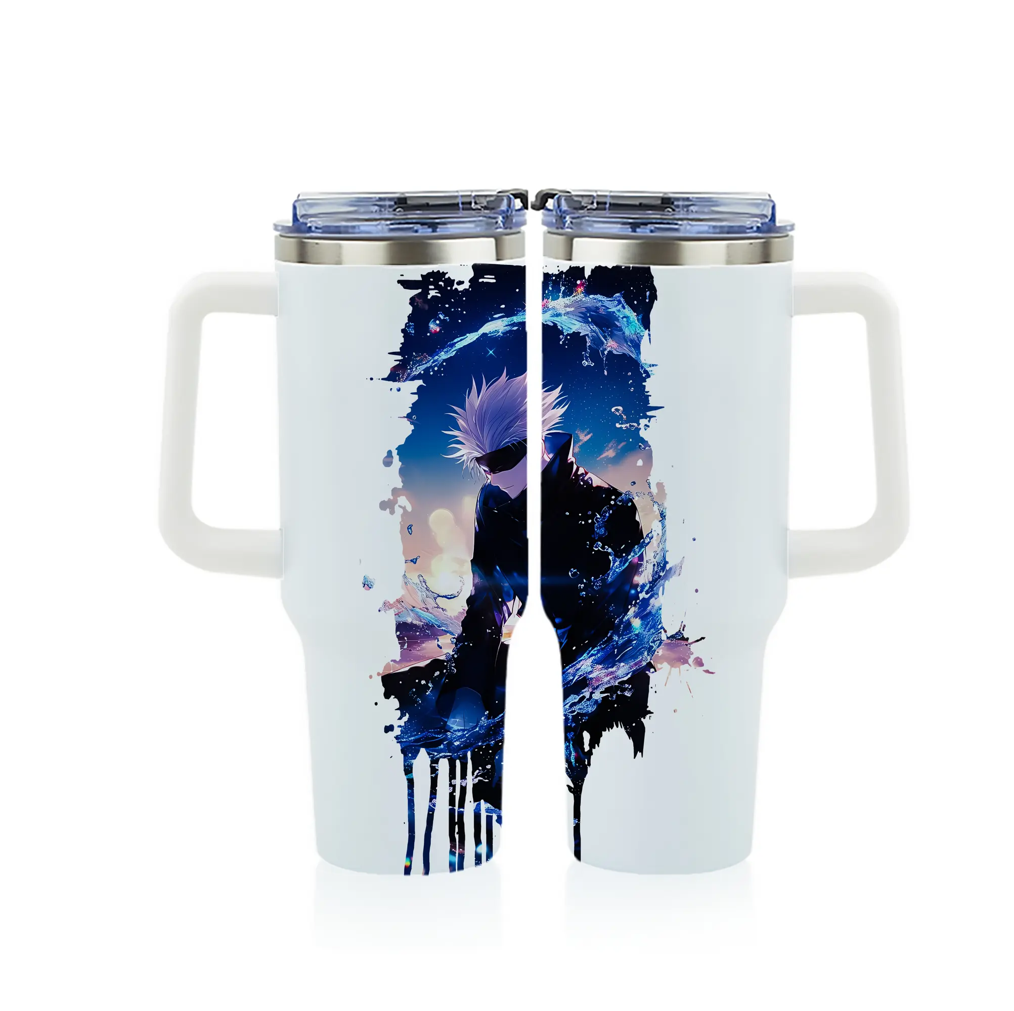 呪術廻戦 グッズ,五条 悟 - 1200mL フルプリント車用タンブラー ・ 304ステンレス 内側 ・ 201ステンレス 外側 ・ 保温 保冷 ・ 通勤 ドライブ アウトドア用