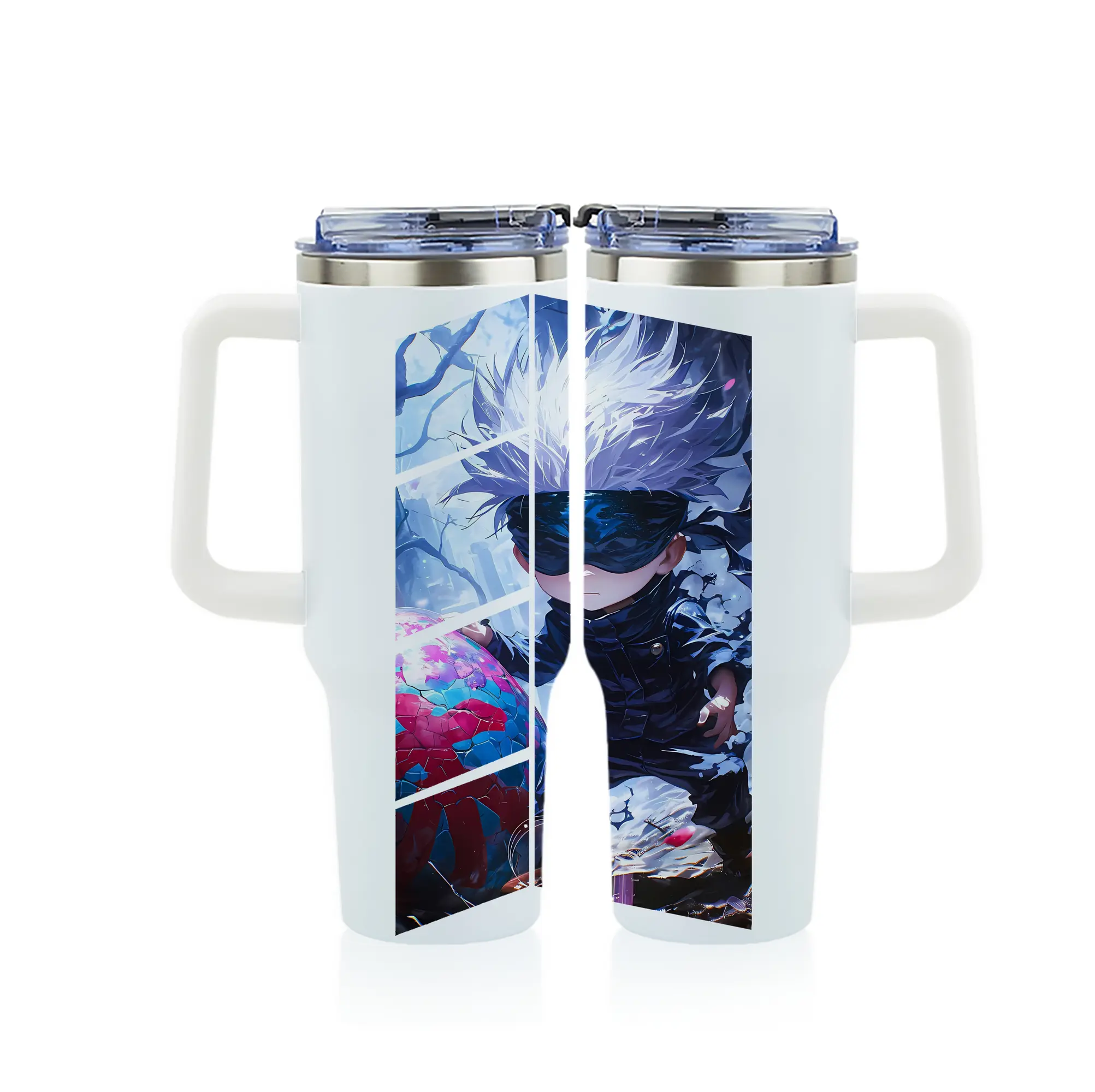 呪術廻戦 グッズ,五条 悟 - 1200mL フルプリント車用タンブラー ・ 304ステンレス 内側 ・ 201ステンレス 外側 ・ 保温 保冷 ・ 通勤 ドライブ アウトドア用