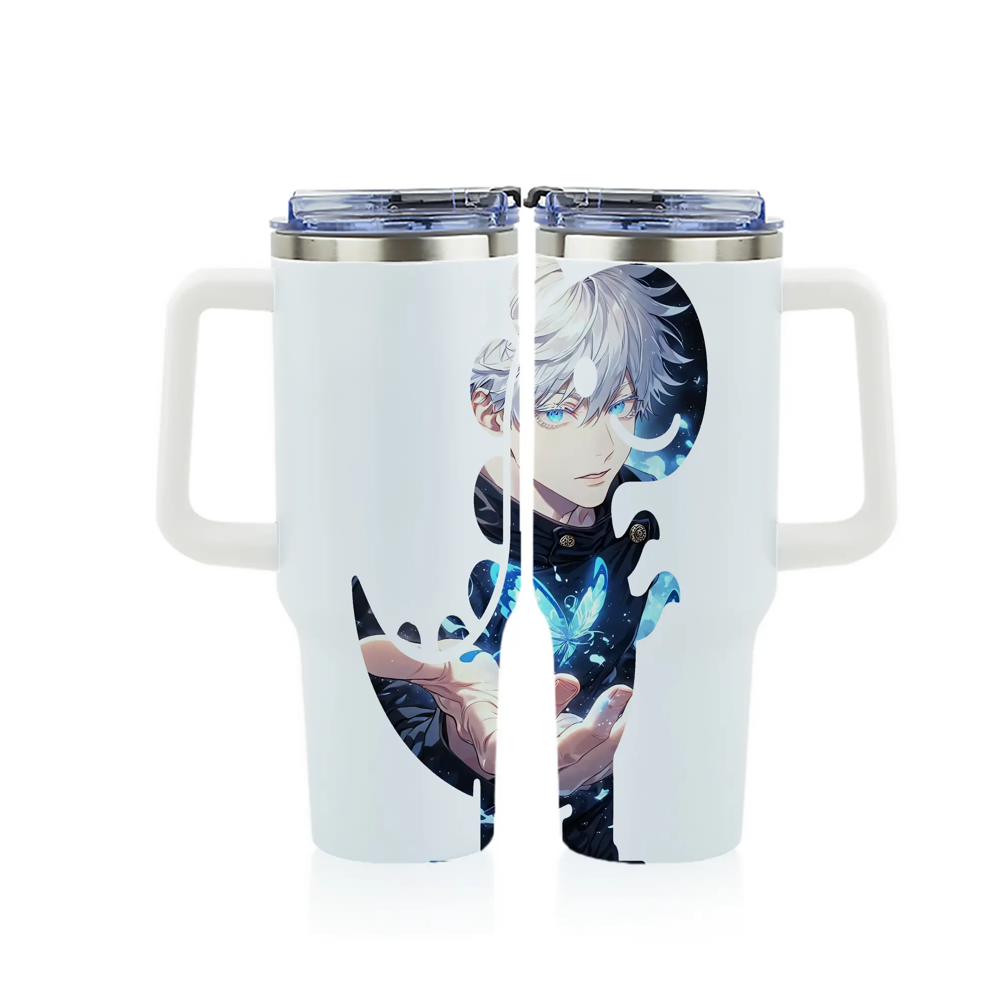 呪術廻戦 グッズ,五条 悟 - 1200mL フルプリント車用タンブラー ・ 304ステンレス 内側 ・ 201ステンレス 外側 ・ 保温 保冷 ・ 通勤 ドライブ アウトドア用