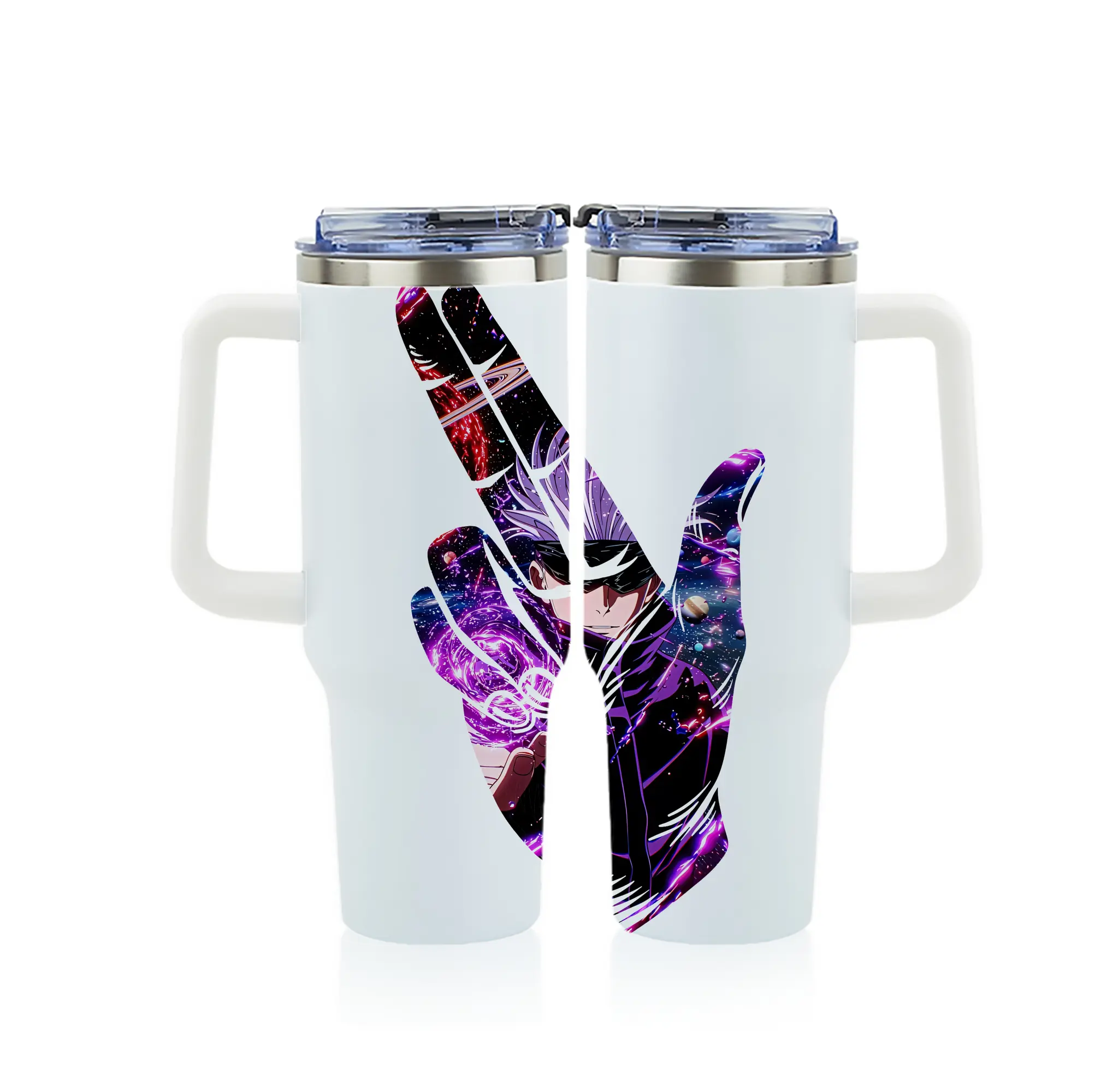 呪術廻戦 グッズ,五条 悟 - 1200mL フルプリント車用タンブラー ・ 304ステンレス 内側 ・ 201ステンレス 外側 ・ 保温 保冷 ・ 通勤 ドライブ アウトドア用