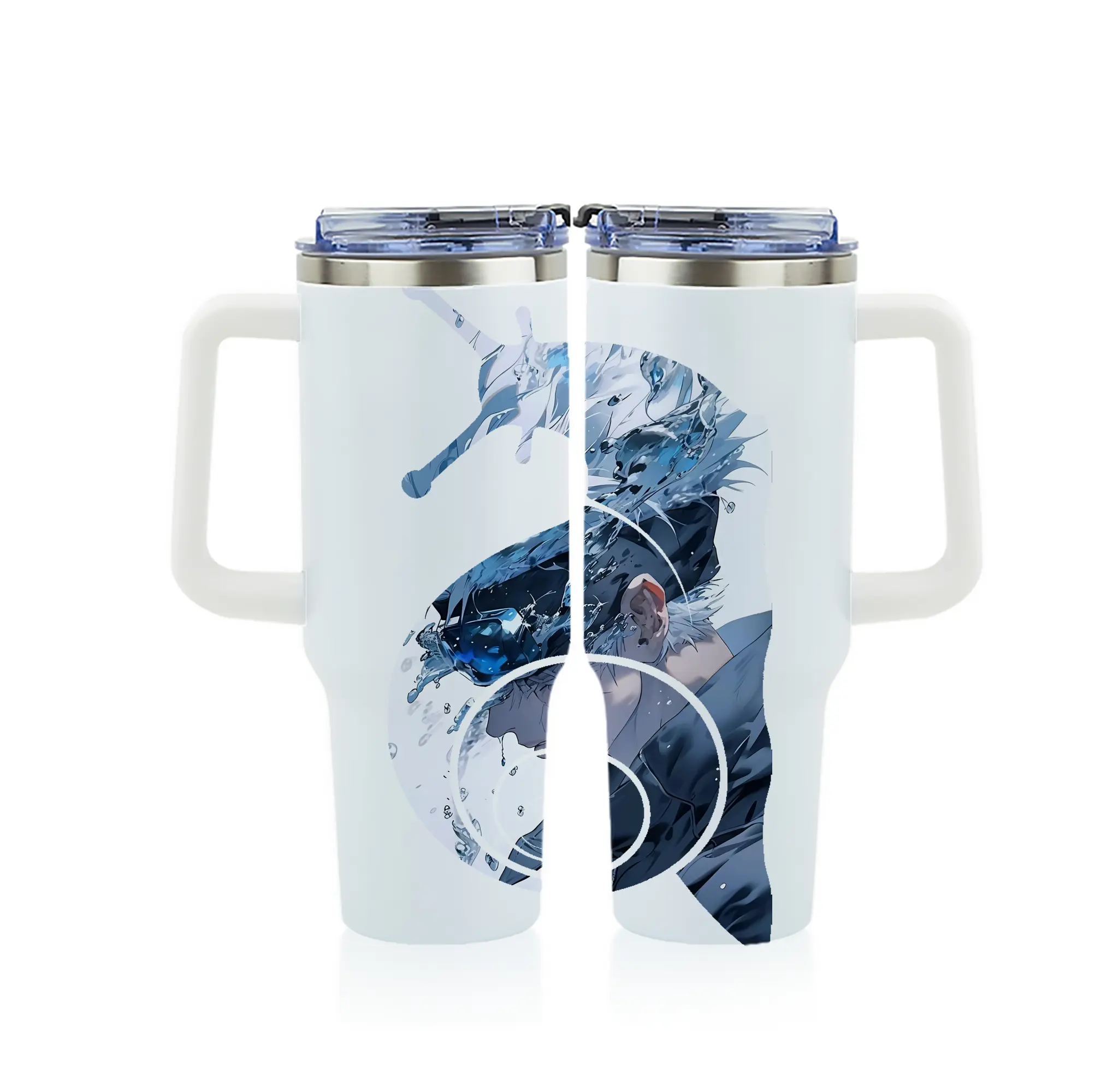 呪術廻戦 グッズ,五条 悟 - 1200mL フルプリント車用タンブラー ・ 304ステンレス 内側 ・ 201ステンレス 外側 ・ 保温 保冷 ・ 通勤 ドライブ アウトドア用