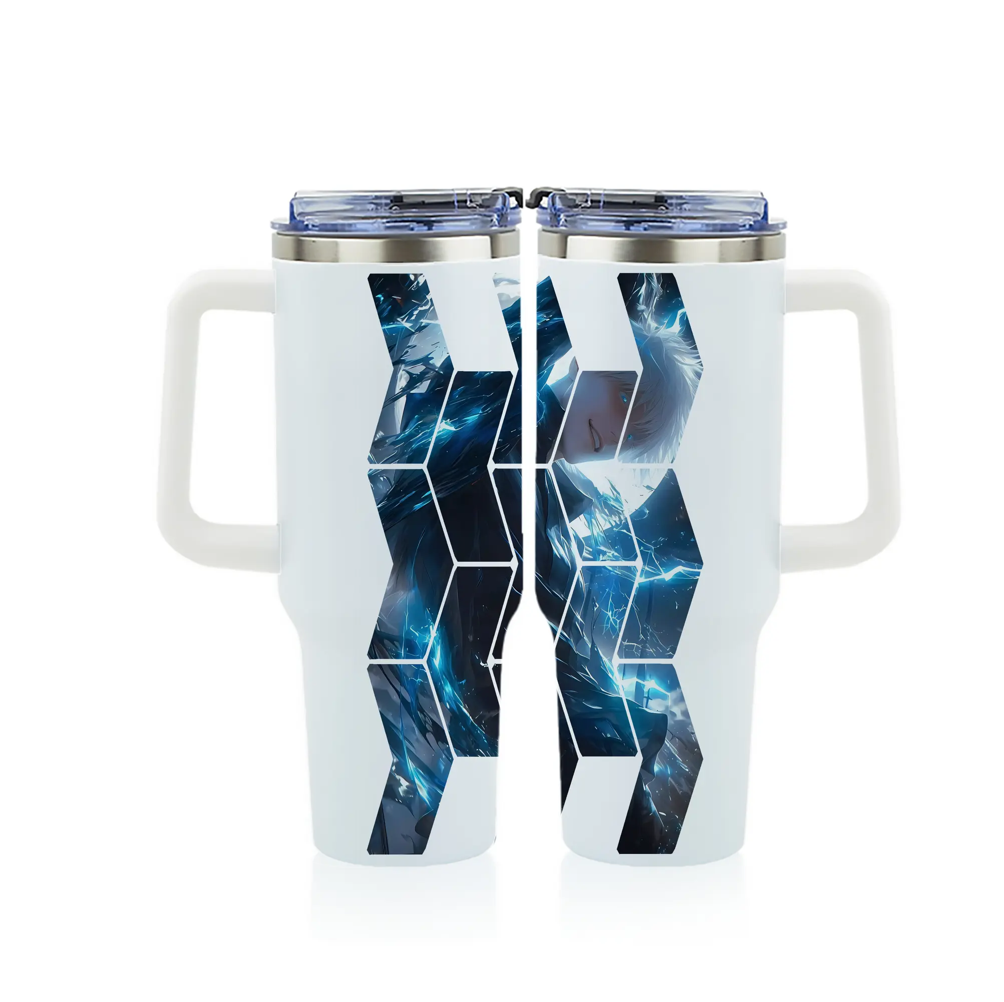 呪術廻戦 グッズ,五条 悟 - 1200mL フルプリント車用タンブラー ・ 304ステンレス 内側 ・ 201ステンレス 外側 ・ 保温 保冷 ・ 通勤 ドライブ アウトドア用