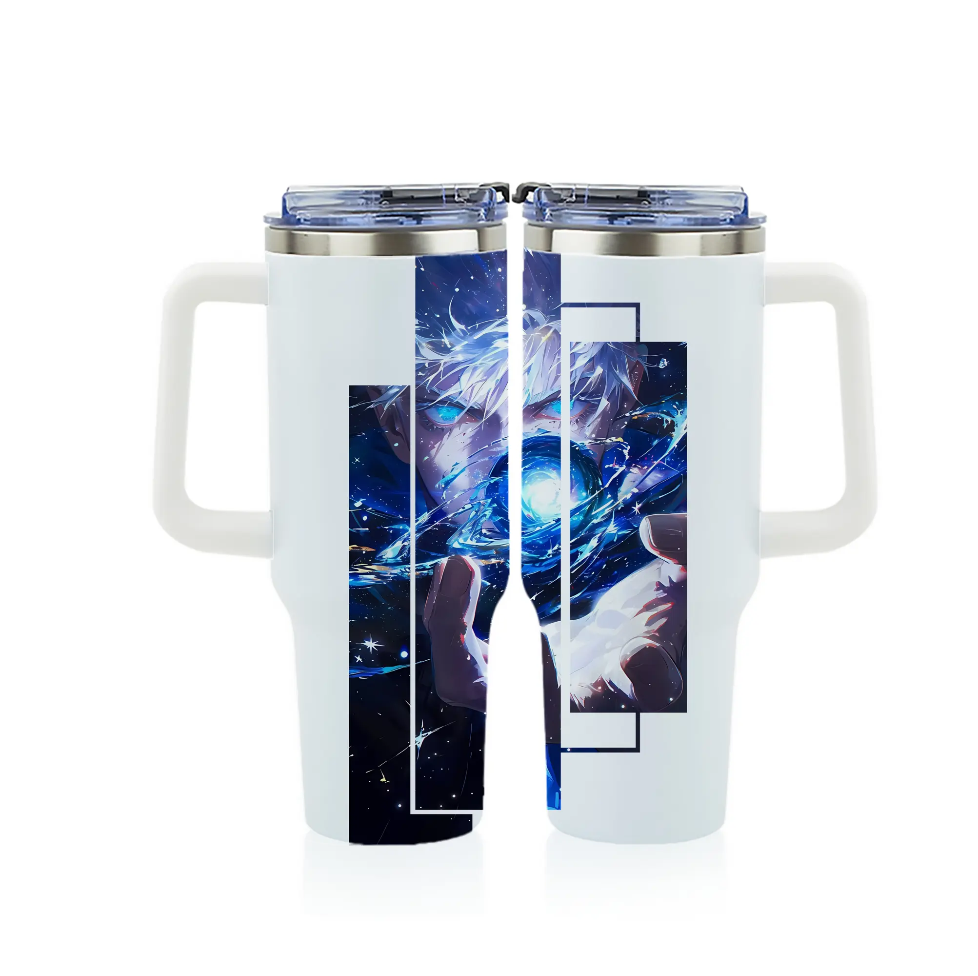 呪術廻戦 グッズ,五条 悟 - 1200mL フルプリント車用タンブラー ・ 304ステンレス 内側 ・ 201ステンレス 外側 ・ 保温 保冷 ・ 通勤 ドライブ アウトドア用