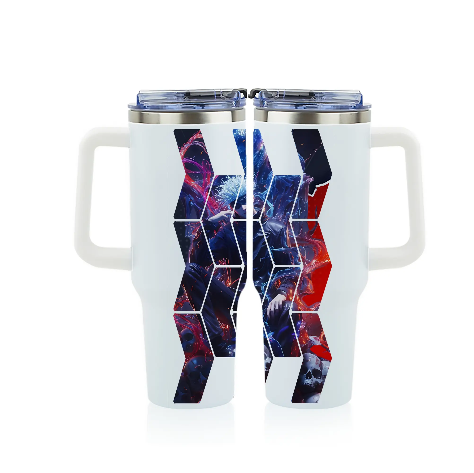 呪術廻戦 グッズ,五条 悟 - 1200mL フルプリント車用タンブラー ・ 304ステンレス 内側 ・ 201ステンレス 外側 ・ 保温 保冷 ・ 通勤 ドライブ アウトドア用