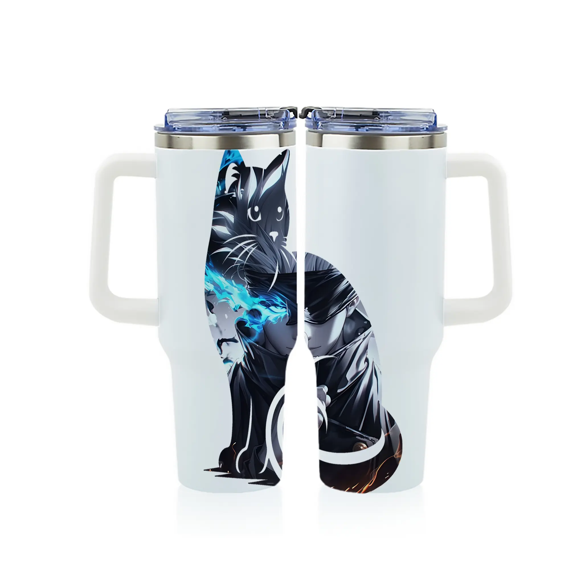 呪術廻戦 グッズ,五条 悟 - 1200mL フルプリント車用タンブラー ・ 304ステンレス 内側 ・ 201ステンレス 外側 ・ 保温 保冷 ・ 通勤 ドライブ アウトドア用