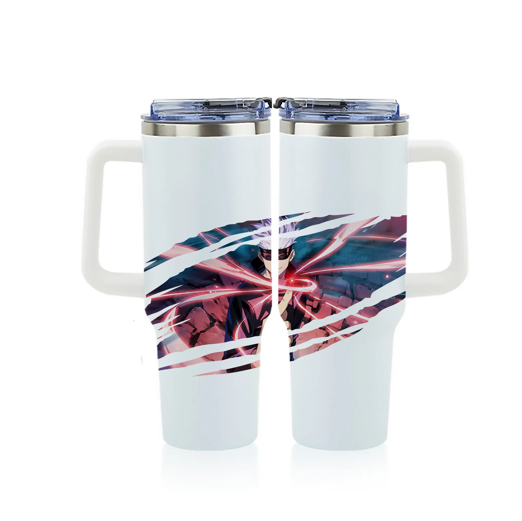 呪術廻戦 グッズ,五条 悟 - 1200mL フルプリント車用タンブラー ・ 304ステンレス 内側 ・ 201ステンレス 外側 ・ 保温 保冷 ・ 通勤 ドライブ アウトドア用