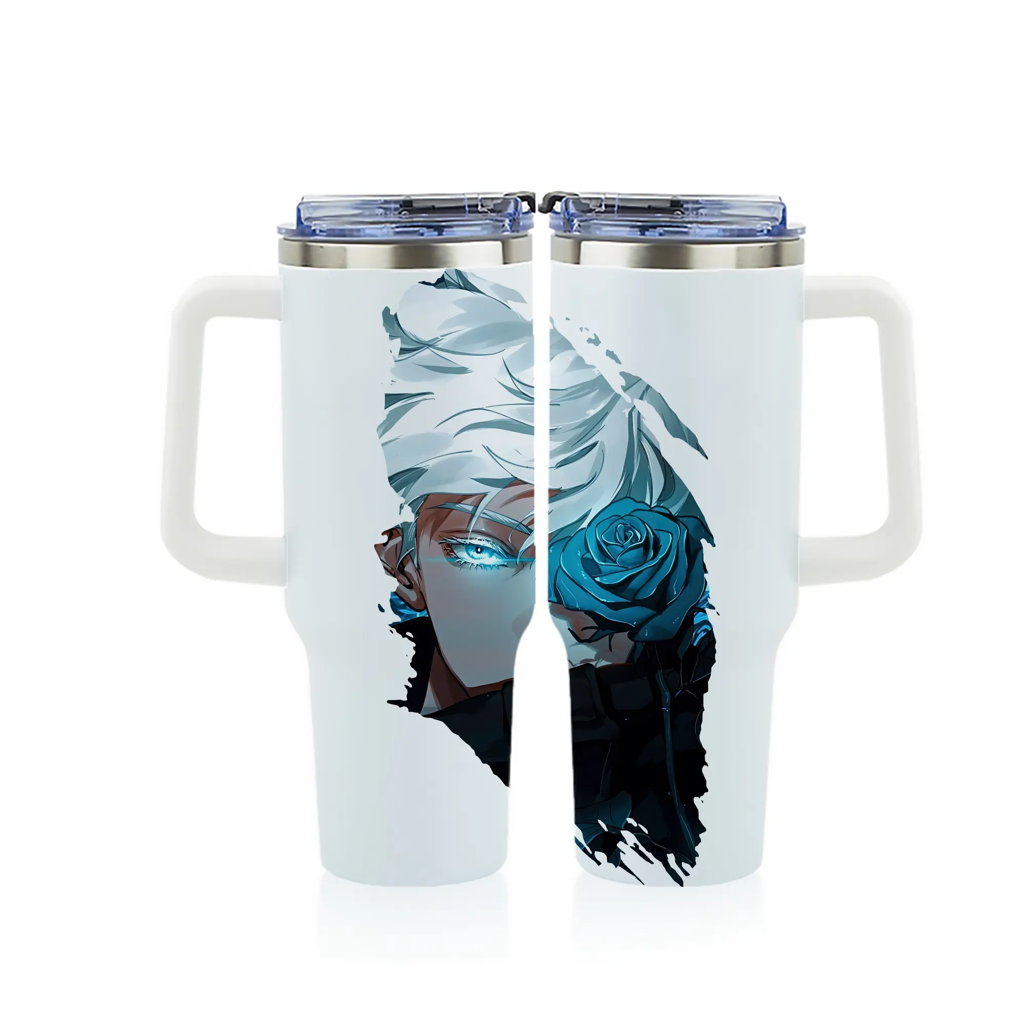 呪術廻戦 グッズ,五条 悟 - 1200mL フルプリント車用タンブラー ・ 304ステンレス 内側 ・ 201ステンレス 外側 ・ 保温 保冷 ・ 通勤 ドライブ アウトドア用