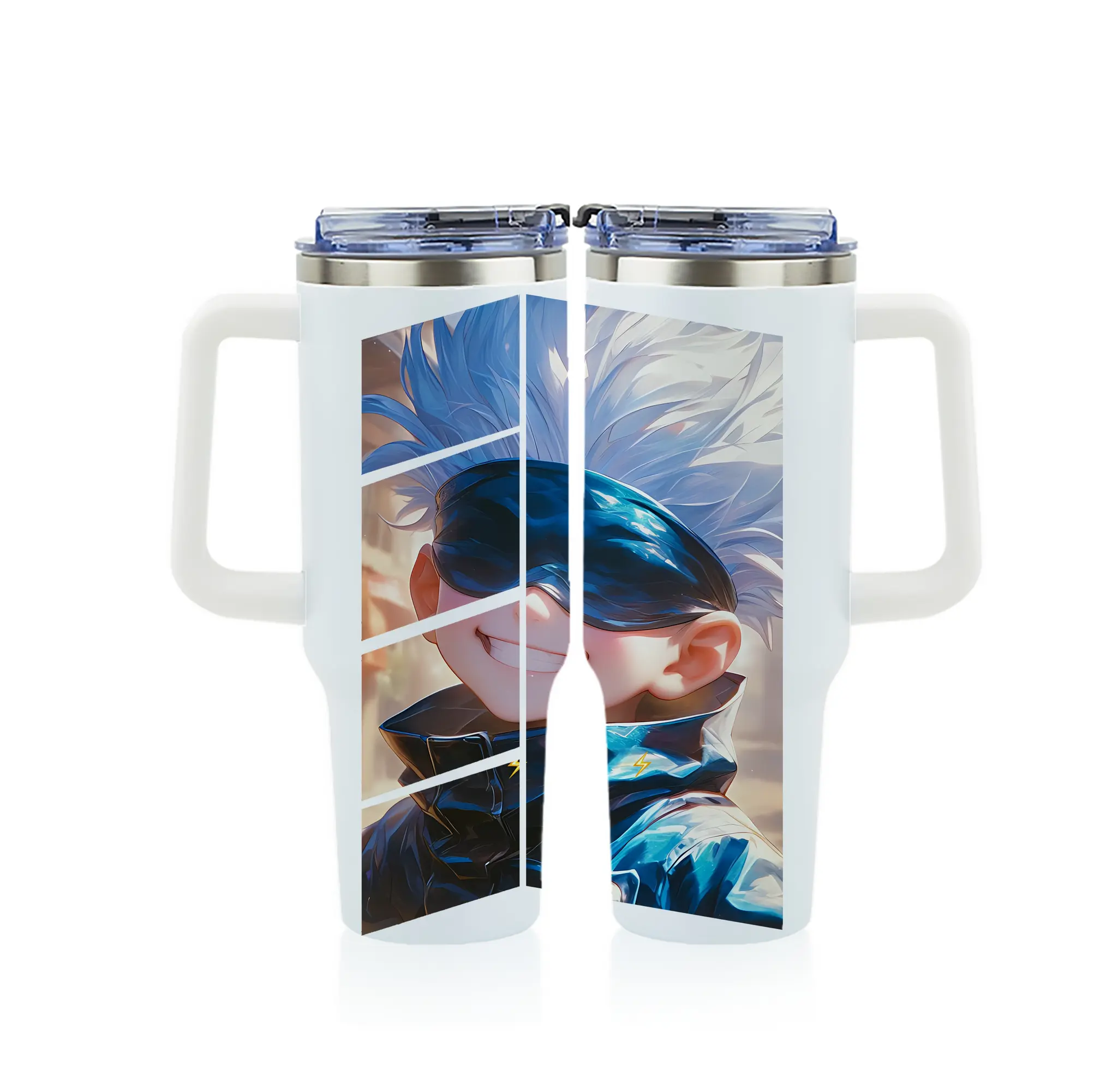 呪術廻戦 グッズ,五条 悟 - 1200mL フルプリント車用タンブラー ・ 304ステンレス 内側 ・ 201ステンレス 外側 ・ 保温 保冷 ・ 通勤 ドライブ アウトドア用