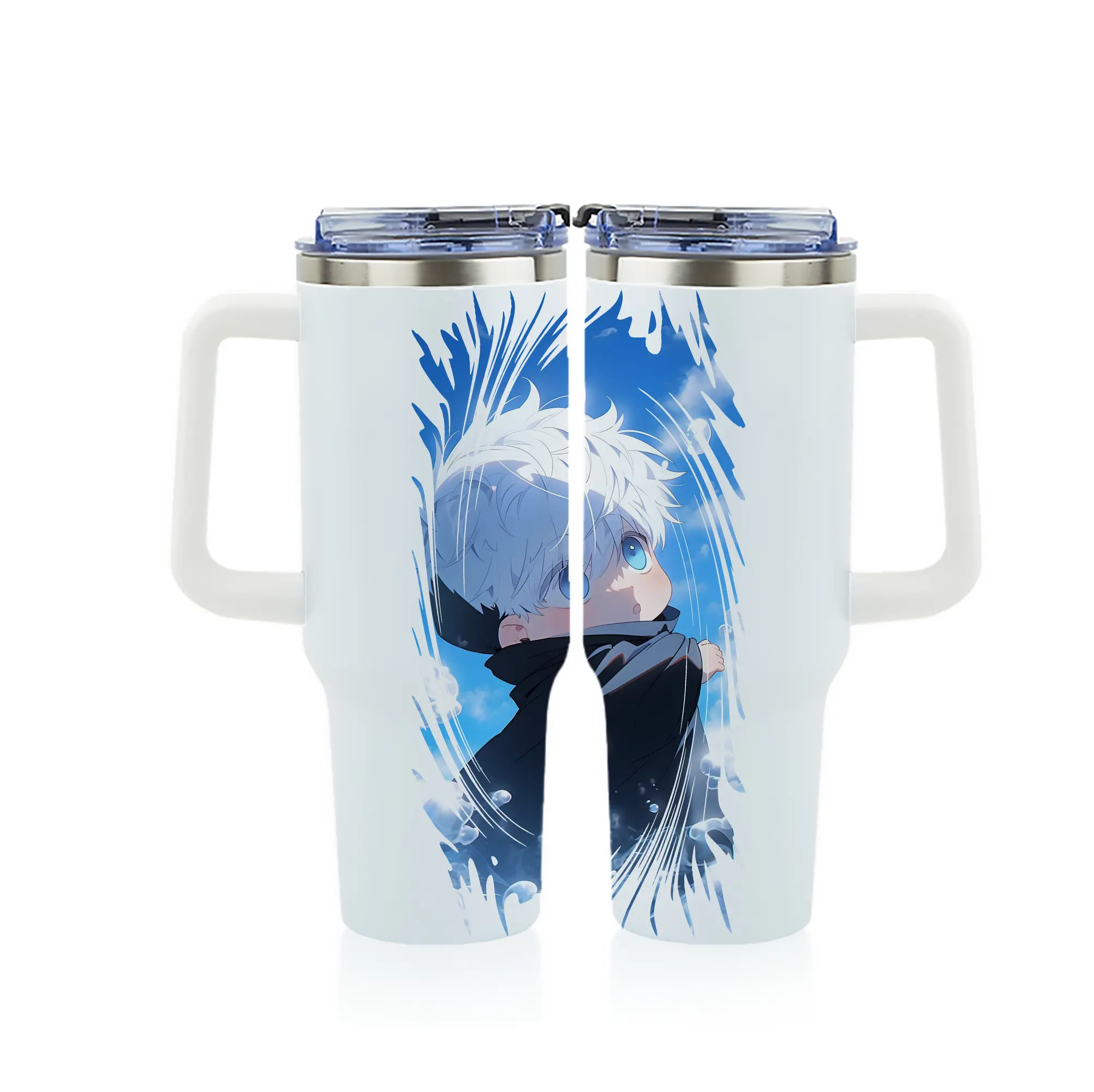 呪術廻戦 グッズ,五条 悟 - 1200mL フルプリント車用タンブラー ・ 304ステンレス 内側 ・ 201ステンレス 外側 ・ 保温 保冷 ・ 通勤 ドライブ アウトドア用