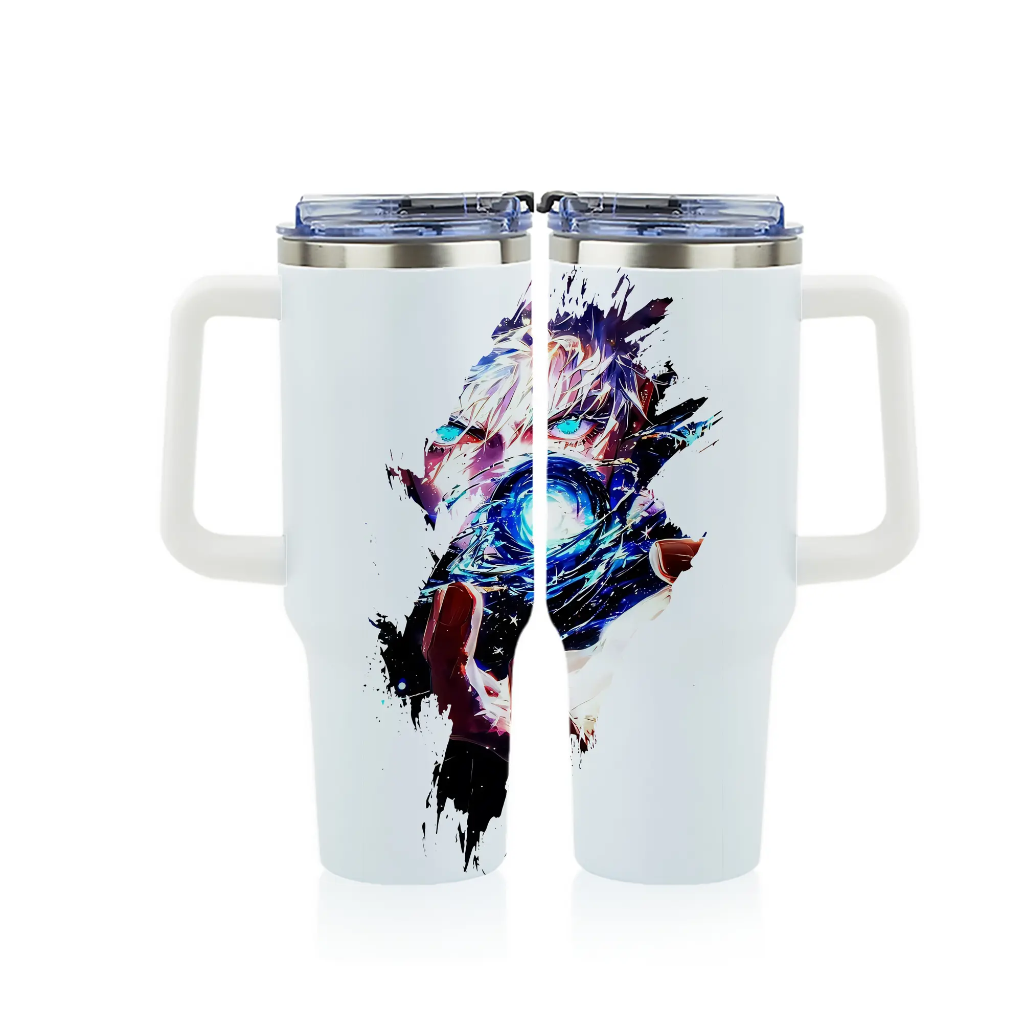 呪術廻戦 グッズ,五条 悟 - 1200mL フルプリント車用タンブラー ・ 304ステンレス 内側 ・ 201ステンレス 外側 ・ 保温 保冷 ・ 通勤 ドライブ アウトドア用