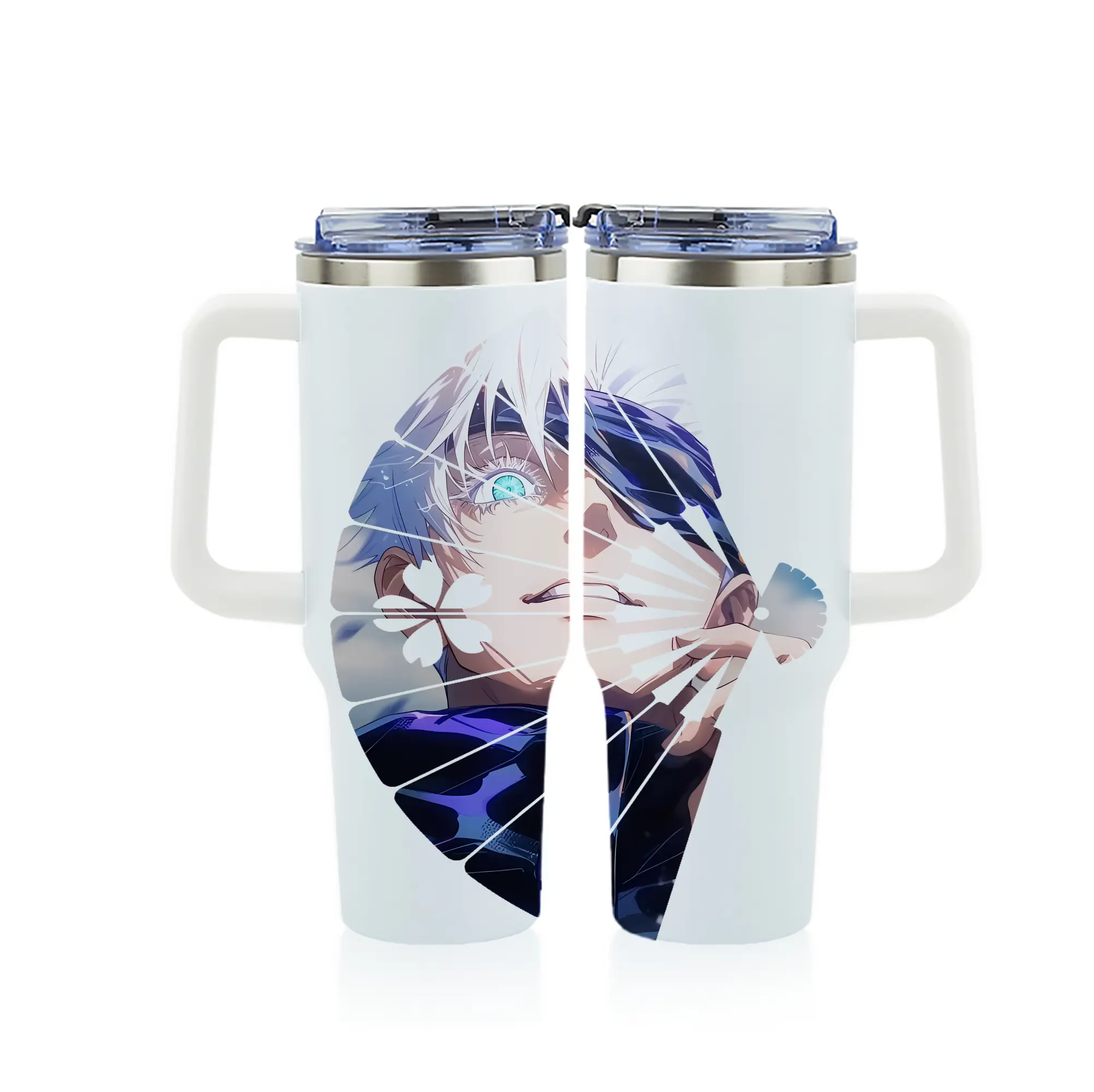 呪術廻戦 グッズ,五条 悟 - 1200mL フルプリント車用タンブラー ・ 304ステンレス 内側 ・ 201ステンレス 外側 ・ 保温 保冷 ・ 通勤 ドライブ アウトドア用