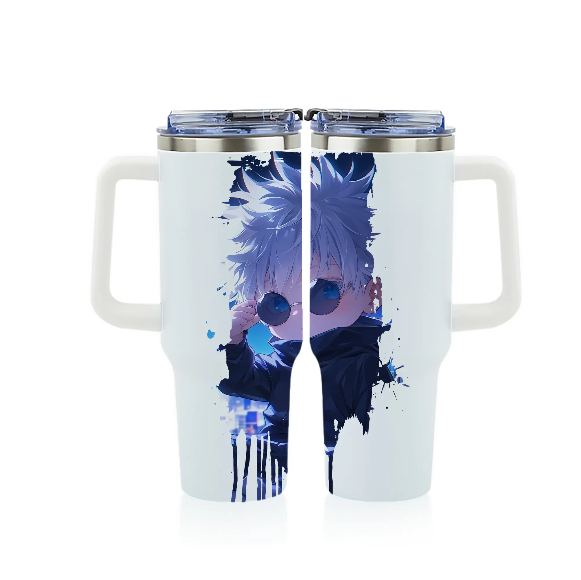 呪術廻戦 グッズ,五条 悟 - 1200mL フルプリント車用タンブラー ・ 304ステンレス 内側 ・ 201ステンレス 外側 ・ 保温 保冷 ・ 通勤 ドライブ アウトドア用