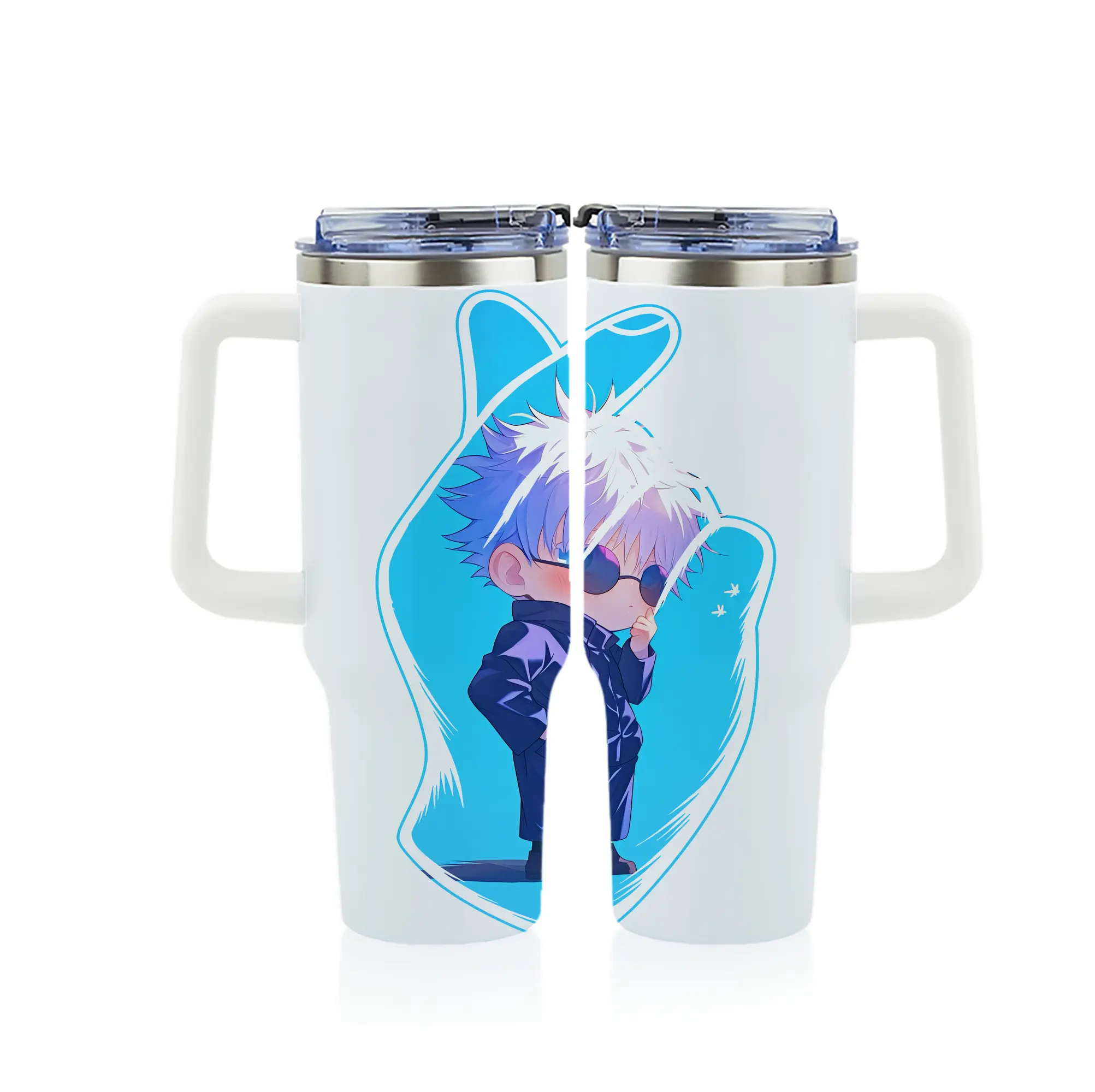 呪術廻戦 グッズ,五条 悟 - 1200mL フルプリント車用タンブラー ・ 304ステンレス 内側 ・ 201ステンレス 外側 ・ 保温 保冷 ・ 通勤 ドライブ アウトドア用