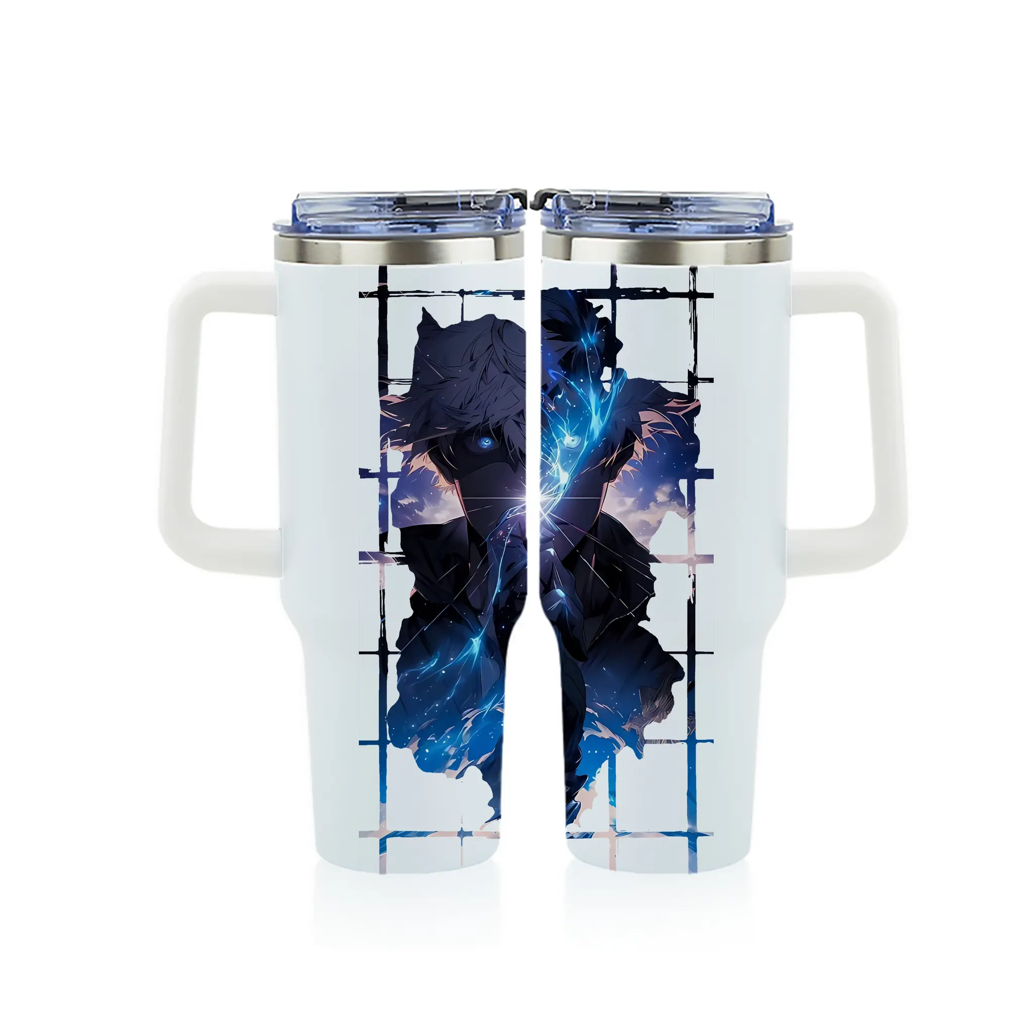 呪術廻戦 グッズ,五条 悟 - 1200mL フルプリント車用タンブラー ・ 304ステンレス 内側 ・ 201ステンレス 外側 ・ 保温 保冷 ・ 通勤 ドライブ アウトドア用