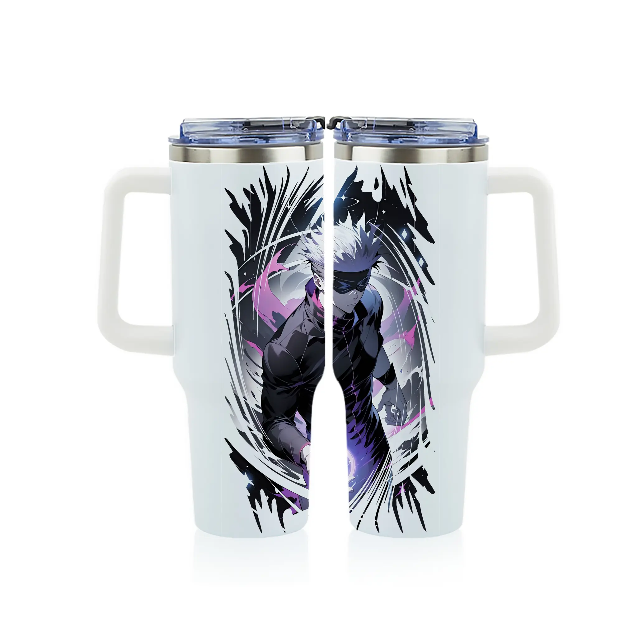 呪術廻戦 グッズ,五条 悟 - 1200mL フルプリント車用タンブラー ・ 304ステンレス 内側 ・ 201ステンレス 外側 ・ 保温 保冷 ・ 通勤 ドライブ アウトドア用