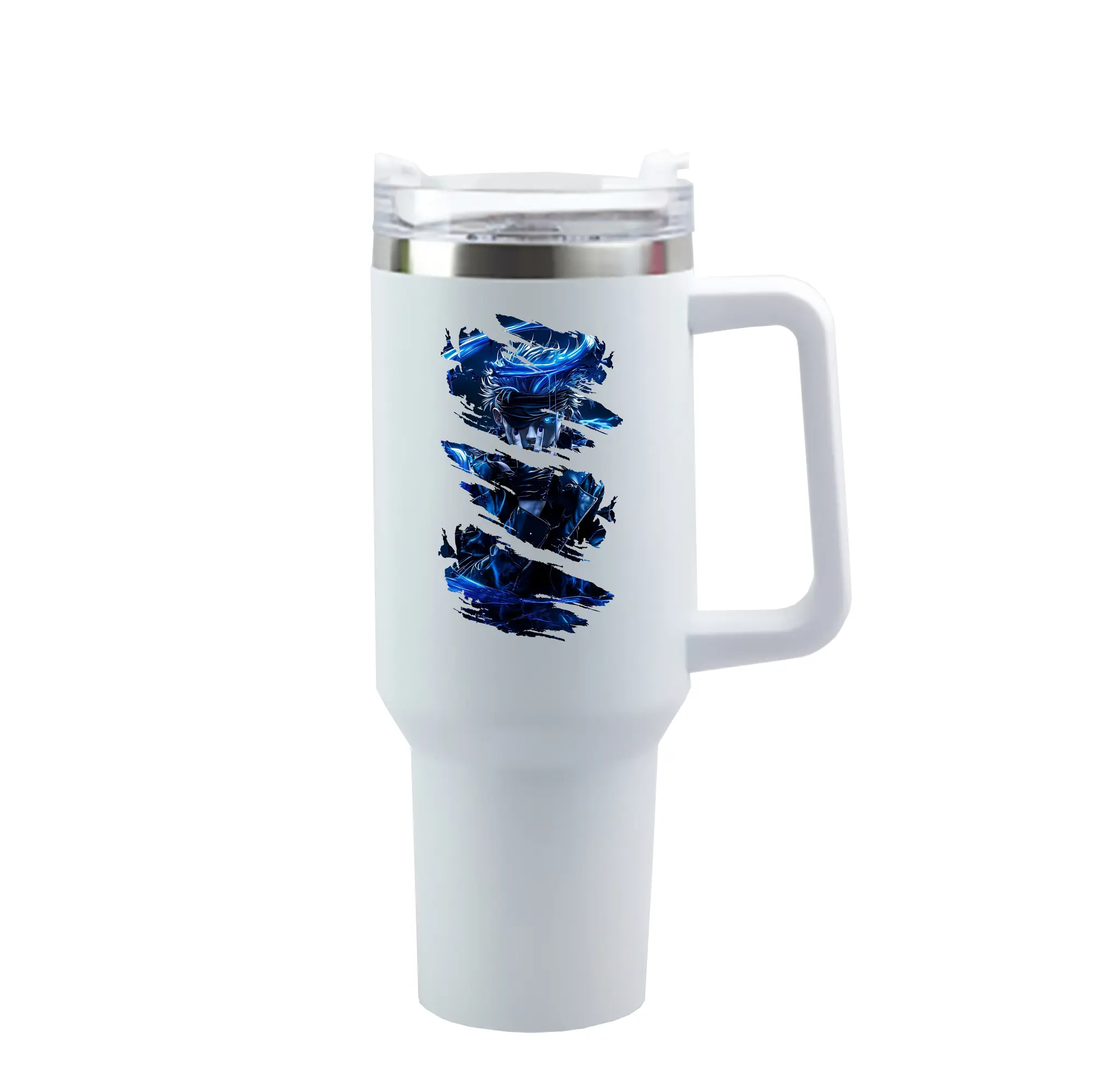 呪術廻戦 グッズ,五条 悟 - 1200mL 車用タンブラー ・ クリスタルステッカー ・ 304ステンレス 内側 ・ 201ステンレス 外側 ・ 保温 保冷 ・ ハンドル＆ストロー付き ・ 通勤 ドライブ アウトドア用