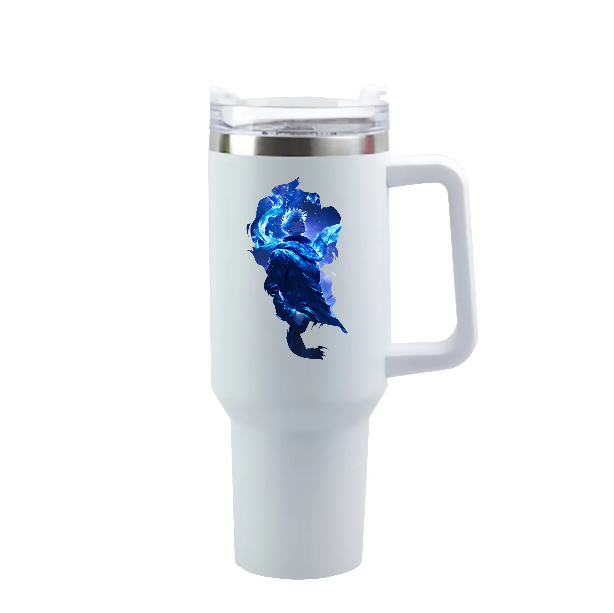 呪術廻戦 グッズ,五条 悟 - 1200mL 車用タンブラー ・ クリスタルステッカー ・ 304ステンレス 内側 ・ 201ステンレス 外側 ・ 保温 保冷 ・ ハンドル＆ストロー付き ・ 通勤 ドライブ アウトドア用