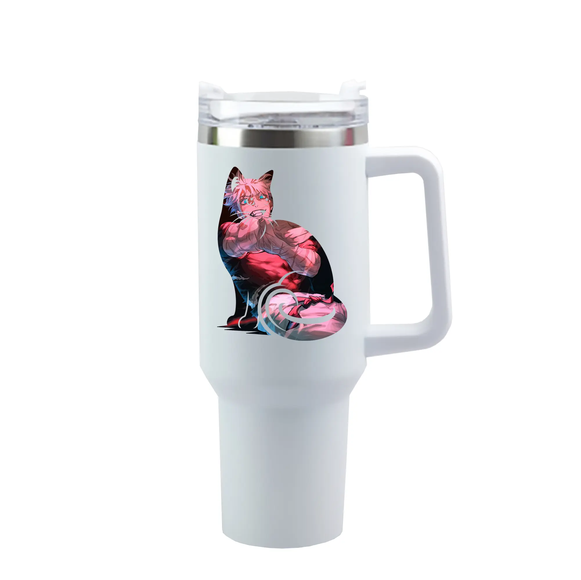 呪術廻戦 グッズ,五条 悟 - 1200mL 車用タンブラー ・ クリスタルステッカー ・ 304ステンレス 内側 ・ 201ステンレス 外側 ・ 保温 保冷 ・ ハンドル＆ストロー付き ・ 通勤 ドライブ アウトドア用