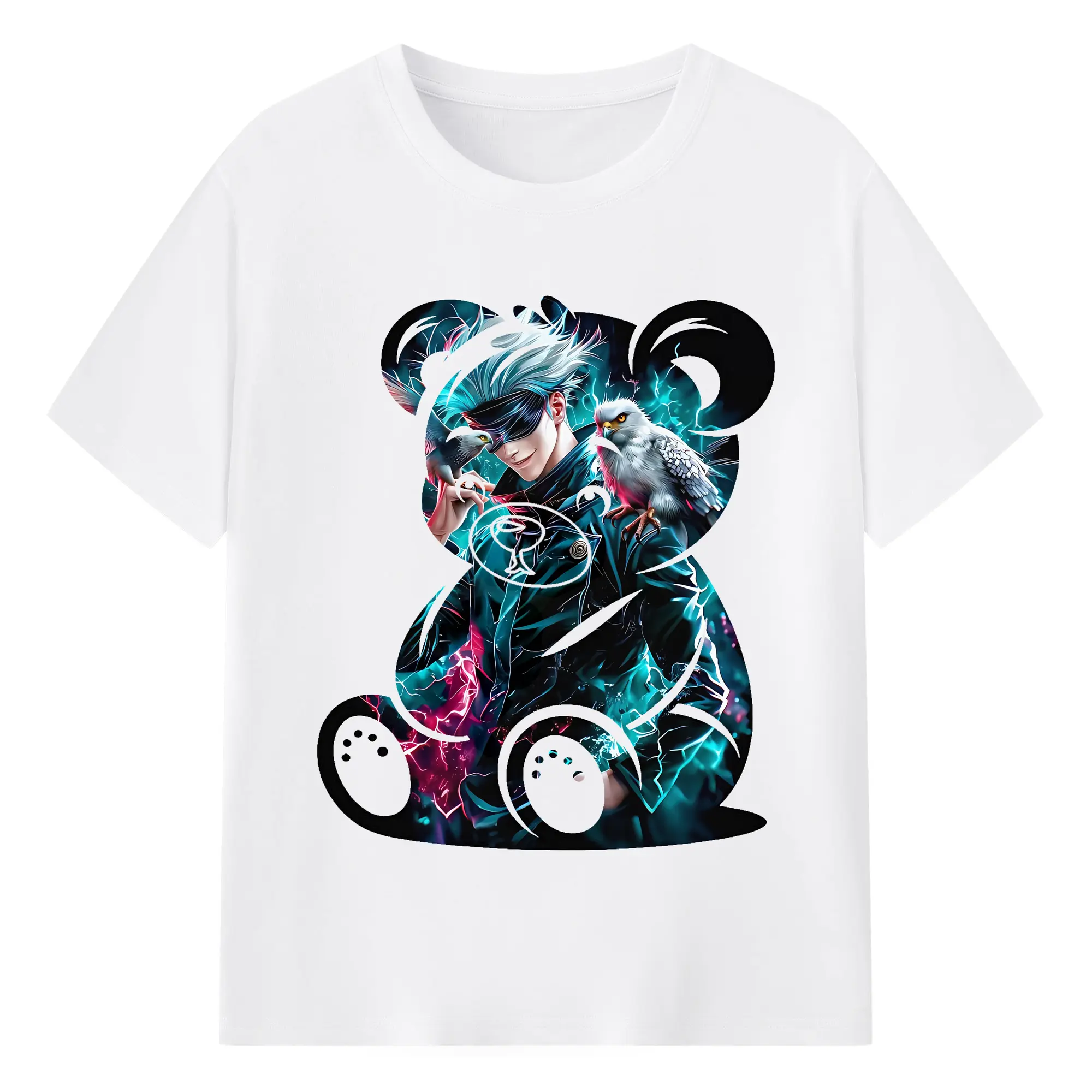 呪術廻戦 グッズ,五条 悟 - 綿100％ 半袖Tシャツ ・ フロントプリント ・ 快適 通気性 ・ 日常使い 散歩 スポーツ用