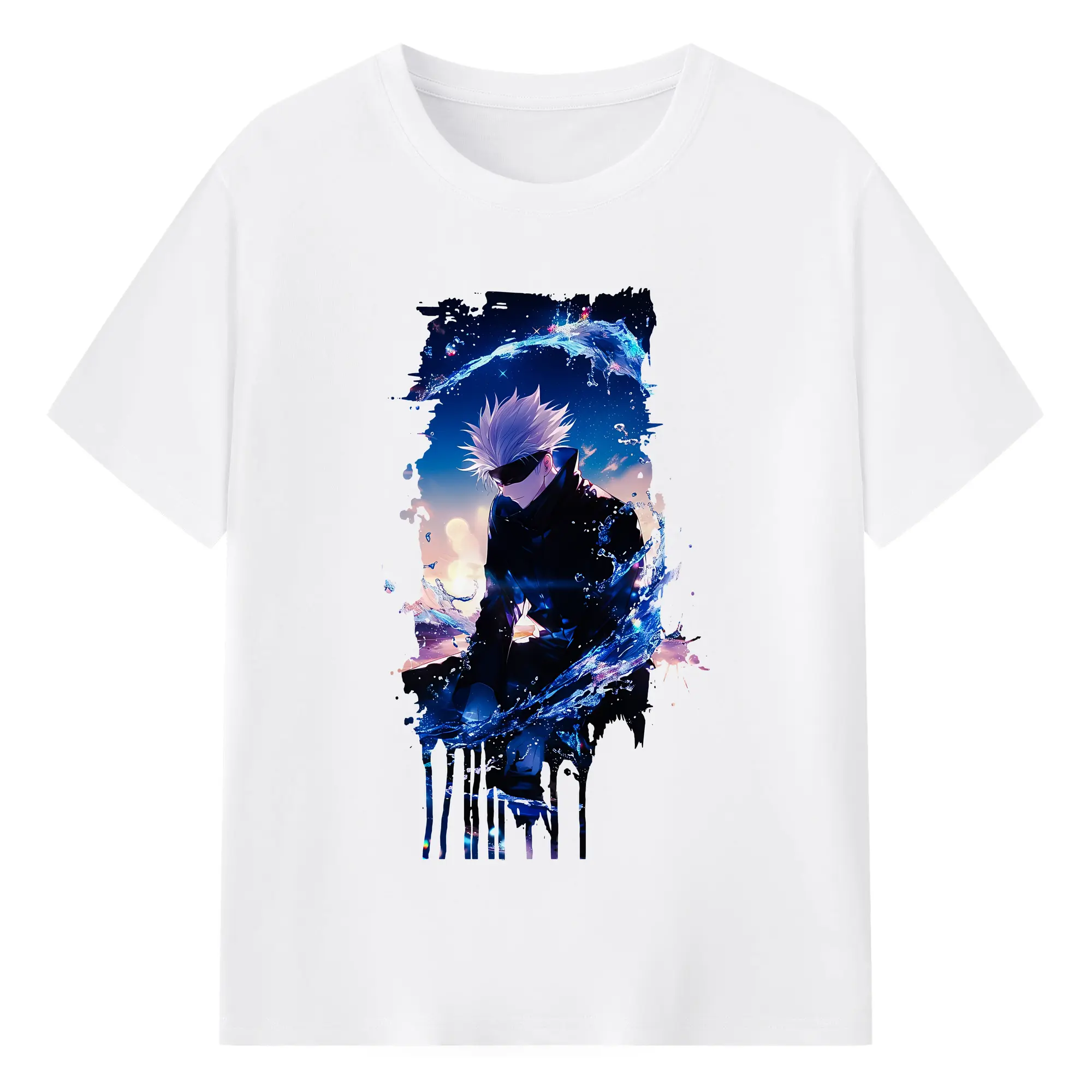 呪術廻戦 グッズ,五条 悟 - 綿100％ 半袖Tシャツ ・ フロントプリント ・ 快適 通気性 ・ 日常使い 散歩 スポーツ用