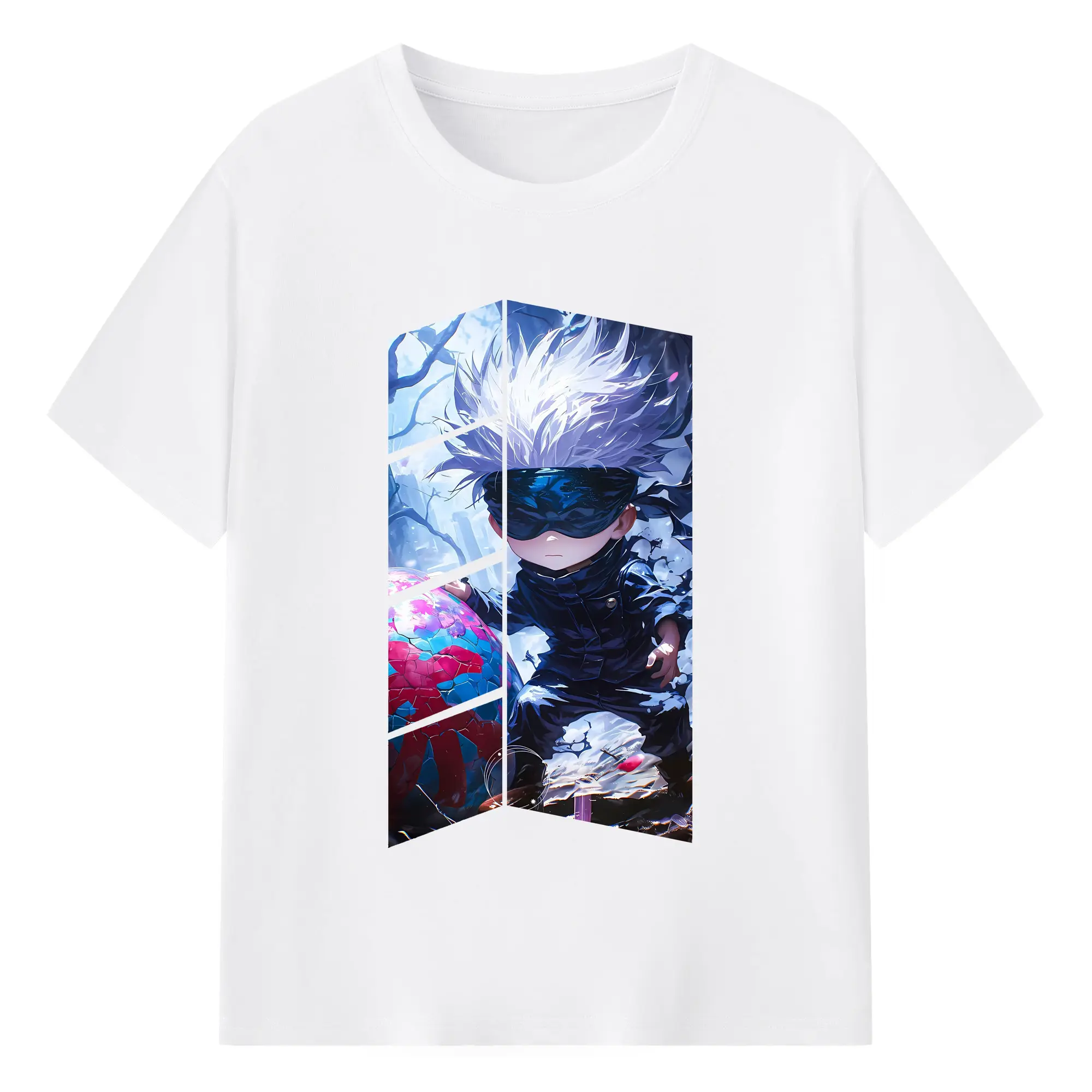 呪術廻戦 グッズ,五条 悟 - 綿100％ 半袖Tシャツ ・ フロントプリント ・ 快適 通気性 ・ 日常使い 散歩 スポーツ用