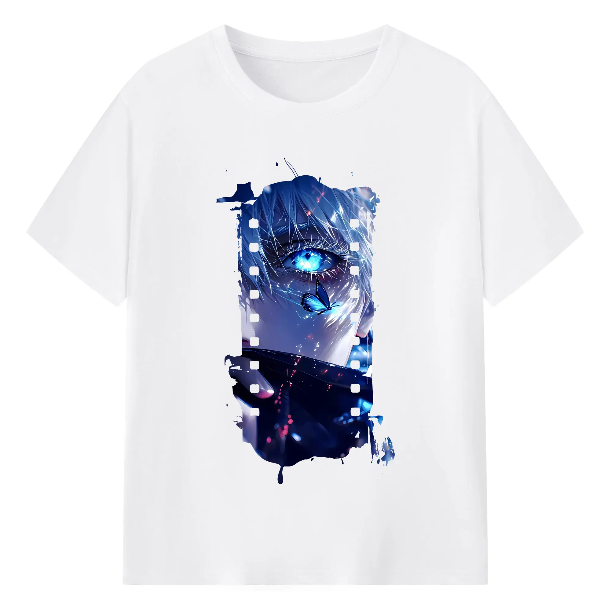 呪術廻戦 グッズ,五条 悟 - 綿100％ 半袖Tシャツ ・ フロントプリント ・ 快適 通気性 ・ 日常使い 散歩 スポーツ用