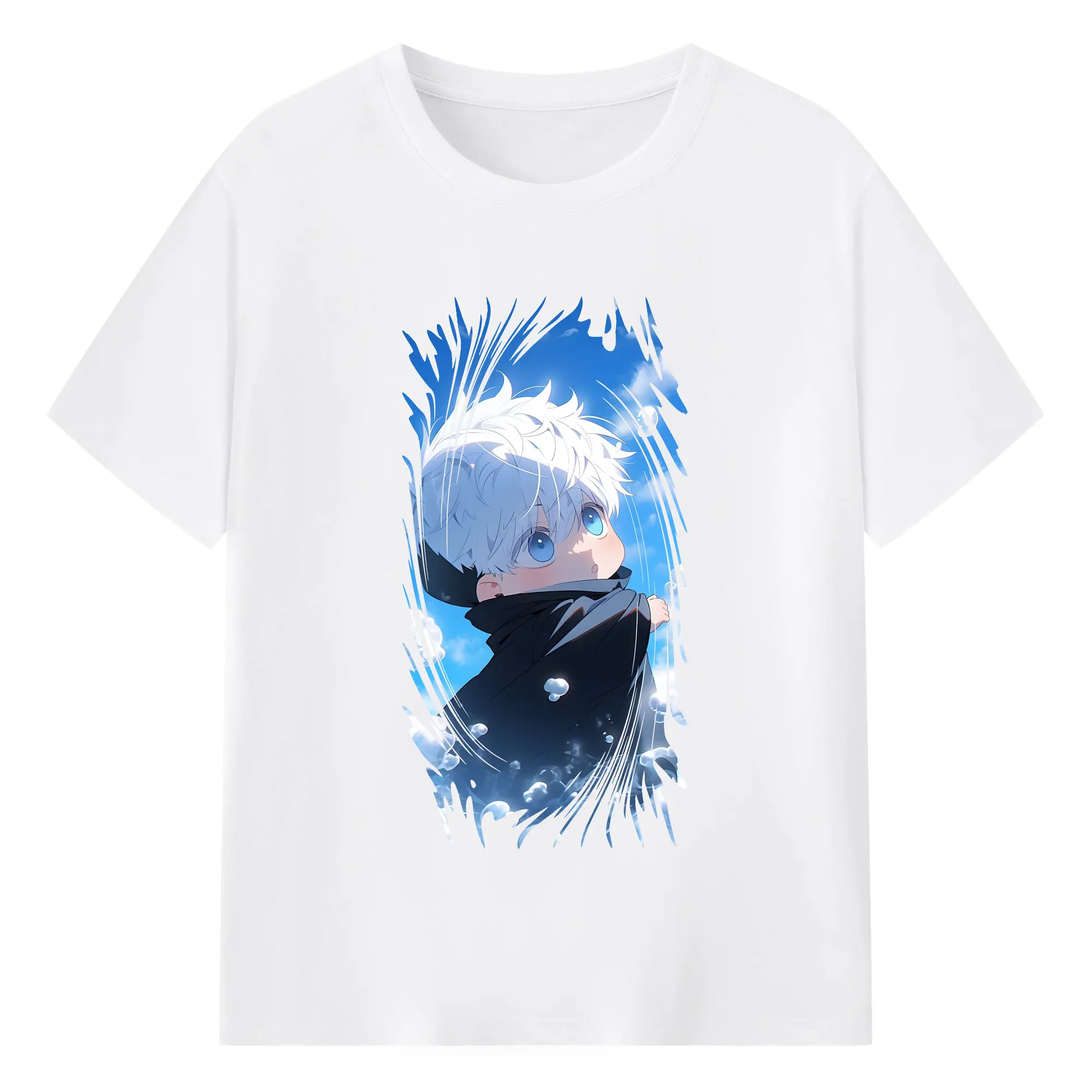 呪術廻戦 グッズ,五条 悟 - 綿100％ 半袖Tシャツ ・ フロントプリント ・ 快適 通気性 ・ 日常使い 散歩 スポーツ用