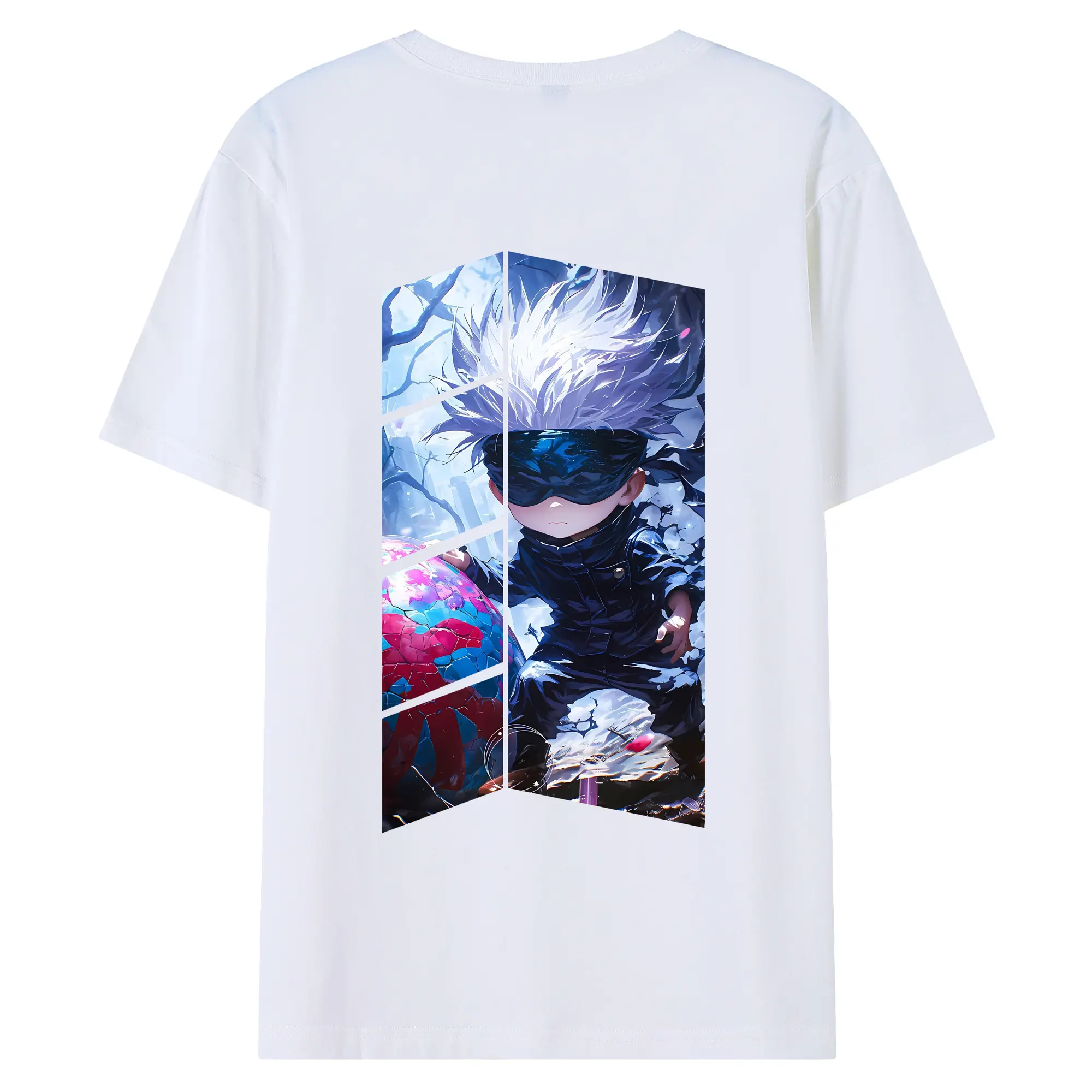 呪術廻戦 グッズ,五条 悟 - 綿100％ 半袖Tシャツ ・ バックプリント ・ 快適 通気性 ・ 日常使い 散歩 スポーツ用