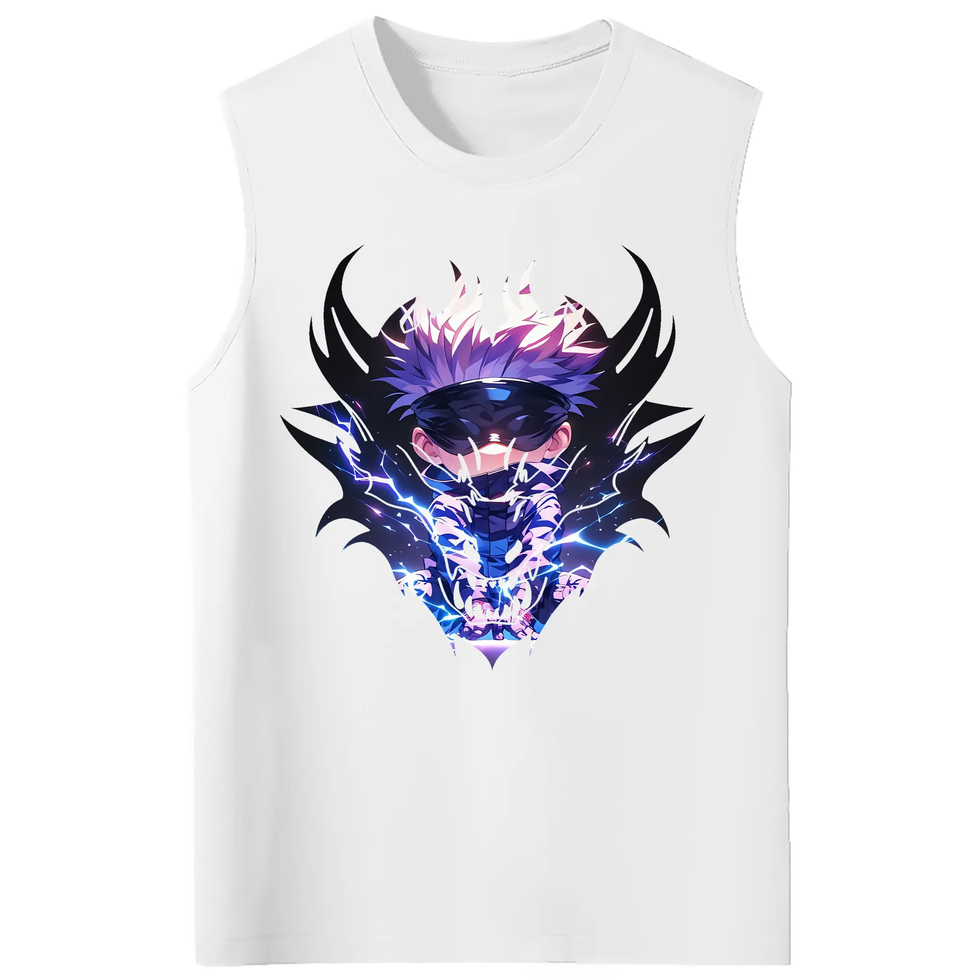 呪術廻戦 グッズ,五条 悟 - コットン100％ タンクトップ ・ フロントプリント ・ タイトフィット ・ 快適 通気性 ・ スポーツ カジュアル 散歩用