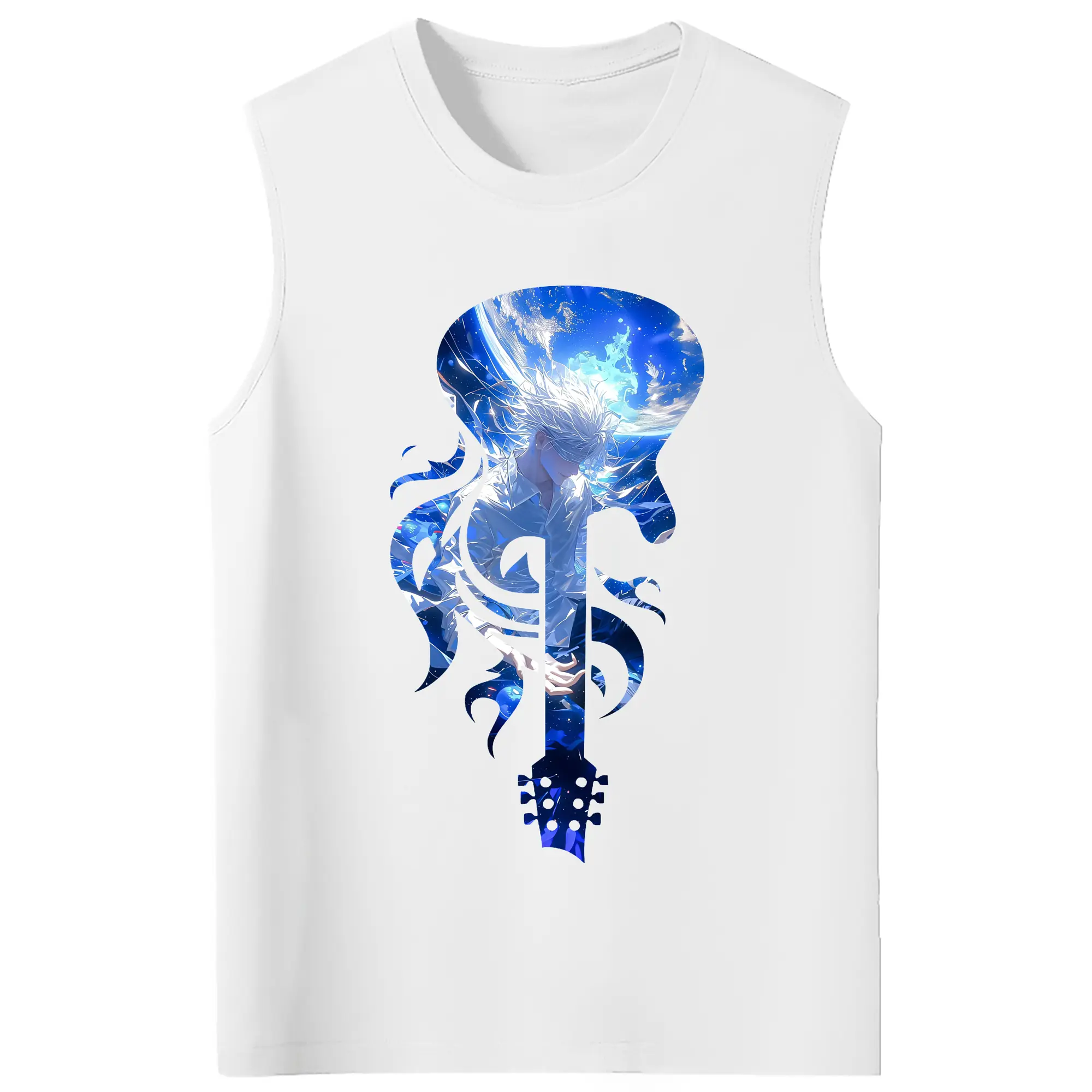 呪術廻戦 グッズ,五条 悟 - コットン100％ タンクトップ ・ フロントプリント ・ タイトフィット ・ 快適 通気性 ・ スポーツ カジュアル 散歩用