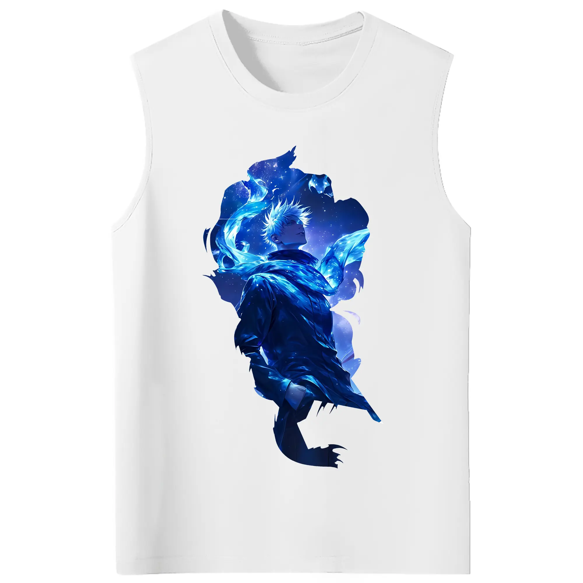 呪術廻戦 グッズ,五条 悟 - コットン100％ タンクトップ ・ フロントプリント ・ タイトフィット ・ 快適 通気性 ・ スポーツ カジュアル 散歩用