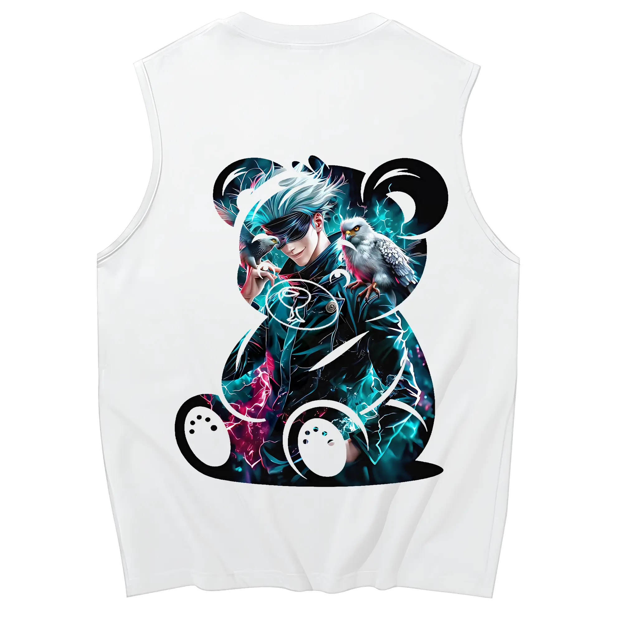 呪術廻戦 グッズ,五条 悟 - コットン100％ タンクトップ ・ 背面プリント ・ タイトシルエット ・ 快適 通気性 ・ スポーツ カジュアル 散歩用