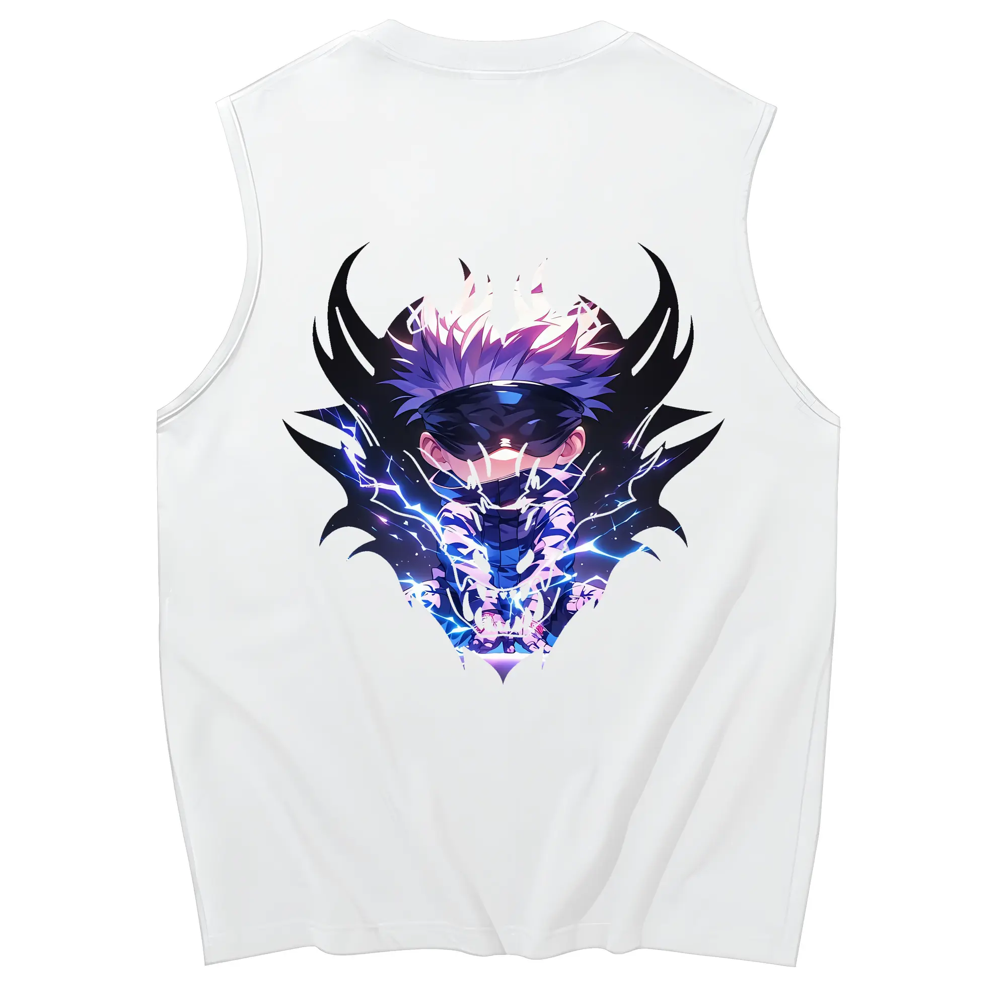 呪術廻戦 グッズ,五条 悟 - コットン100％ タンクトップ ・ 背面プリント ・ タイトシルエット ・ 快適 通気性 ・ スポーツ カジュアル 散歩用