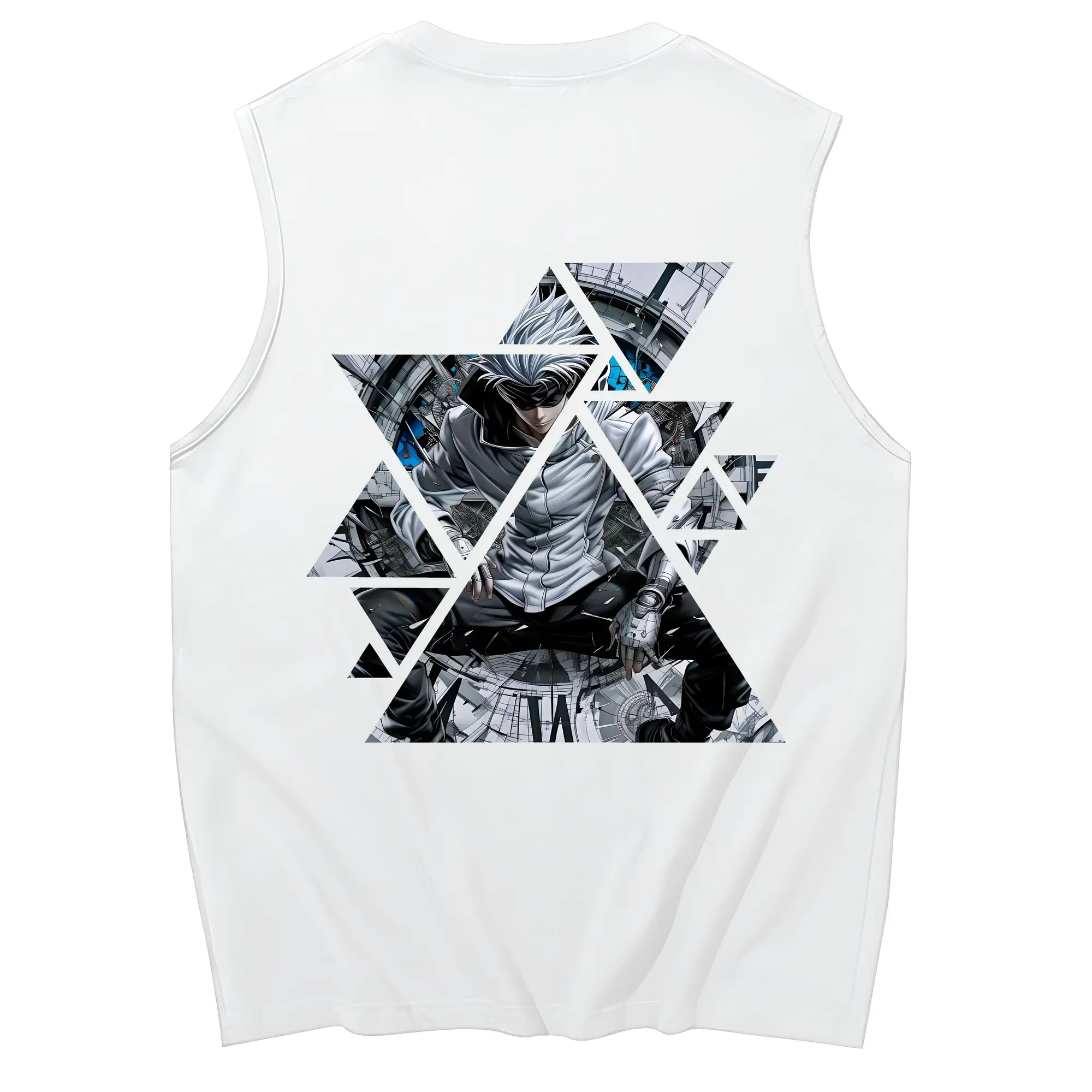 呪術廻戦 グッズ,五条 悟 - コットン100％ タンクトップ ・ 背面プリント ・ タイトシルエット ・ 快適 通気性 ・ スポーツ カジュアル 散歩用
