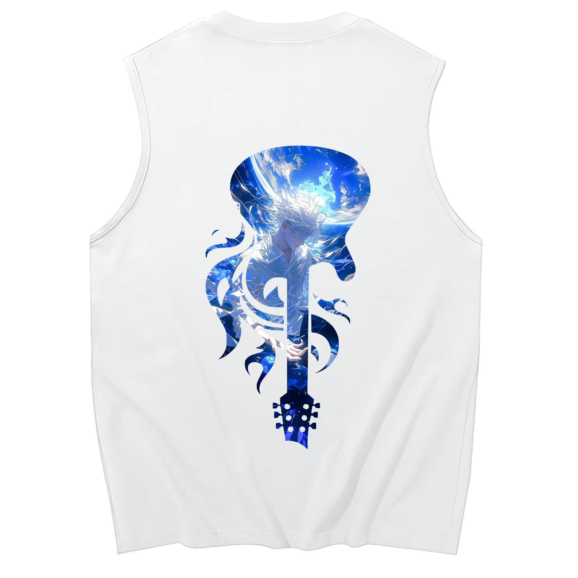 呪術廻戦 グッズ,五条 悟 - コットン100％ タンクトップ ・ 背面プリント ・ タイトシルエット ・ 快適 通気性 ・ スポーツ カジュアル 散歩用