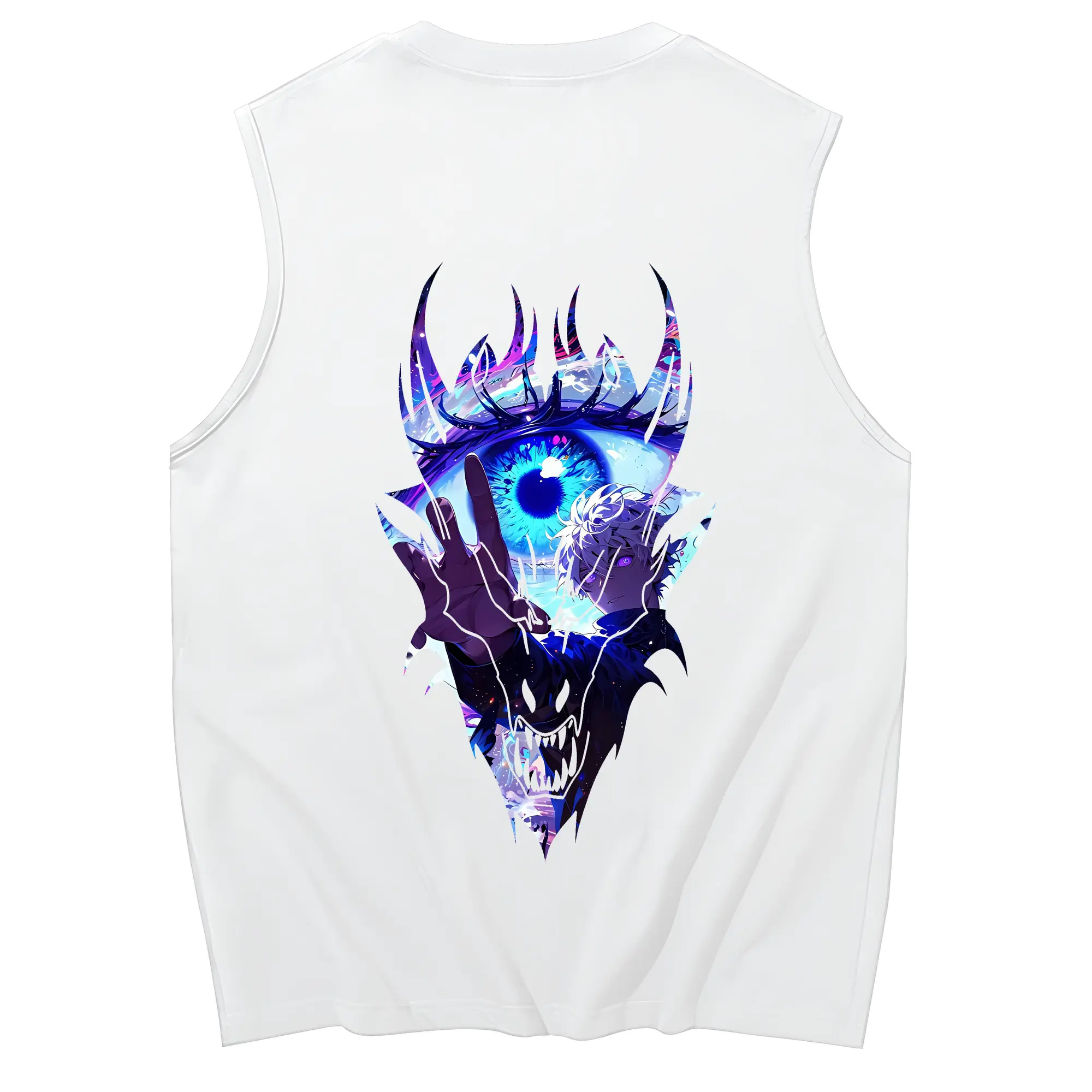 呪術廻戦 グッズ,五条 悟 - コットン100％ タンクトップ ・ 背面プリント ・ タイトシルエット ・ 快適 通気性 ・ スポーツ カジュアル 散歩用