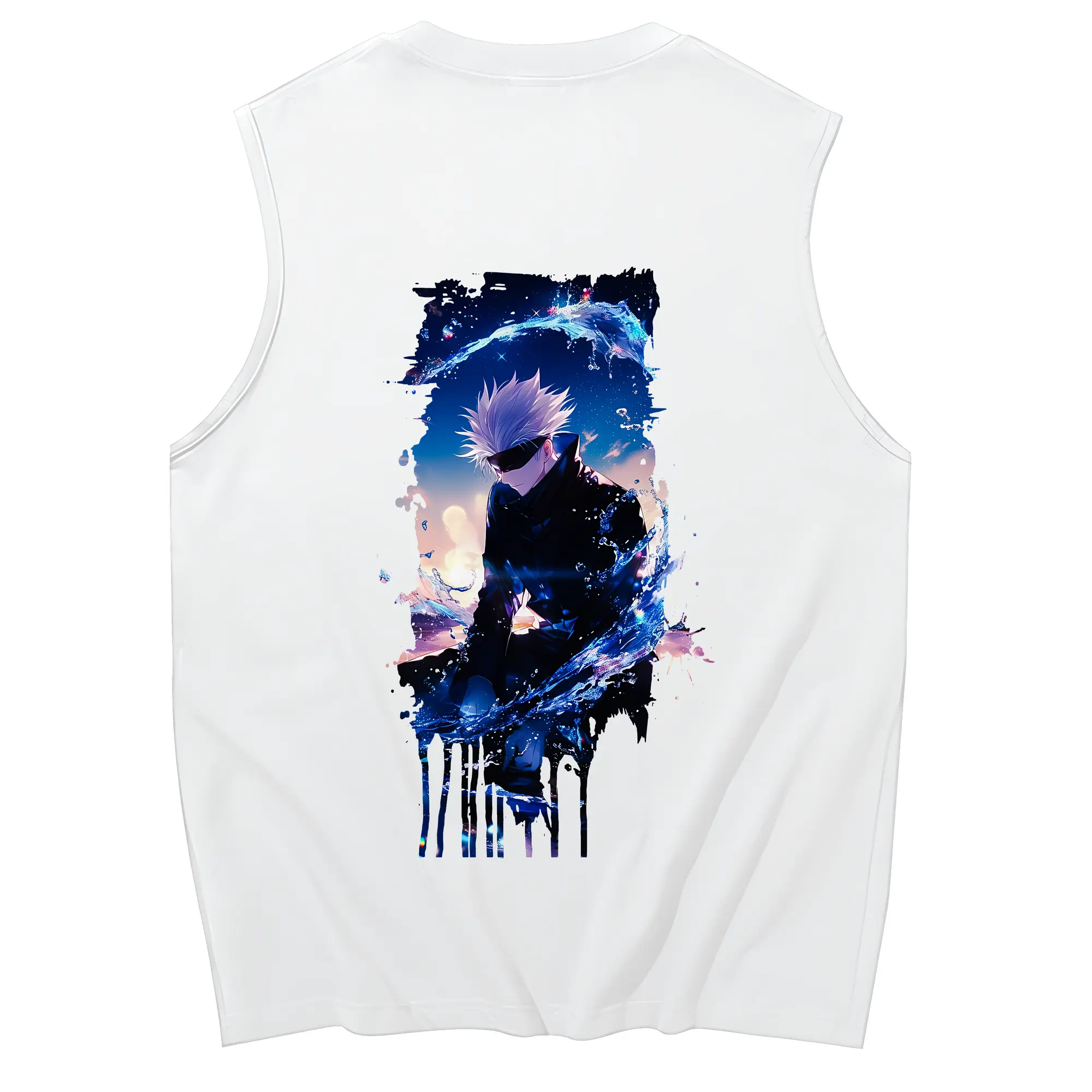 呪術廻戦 グッズ,五条 悟 - コットン100％ タンクトップ ・ 背面プリント ・ タイトシルエット ・ 快適 通気性 ・ スポーツ カジュアル 散歩用