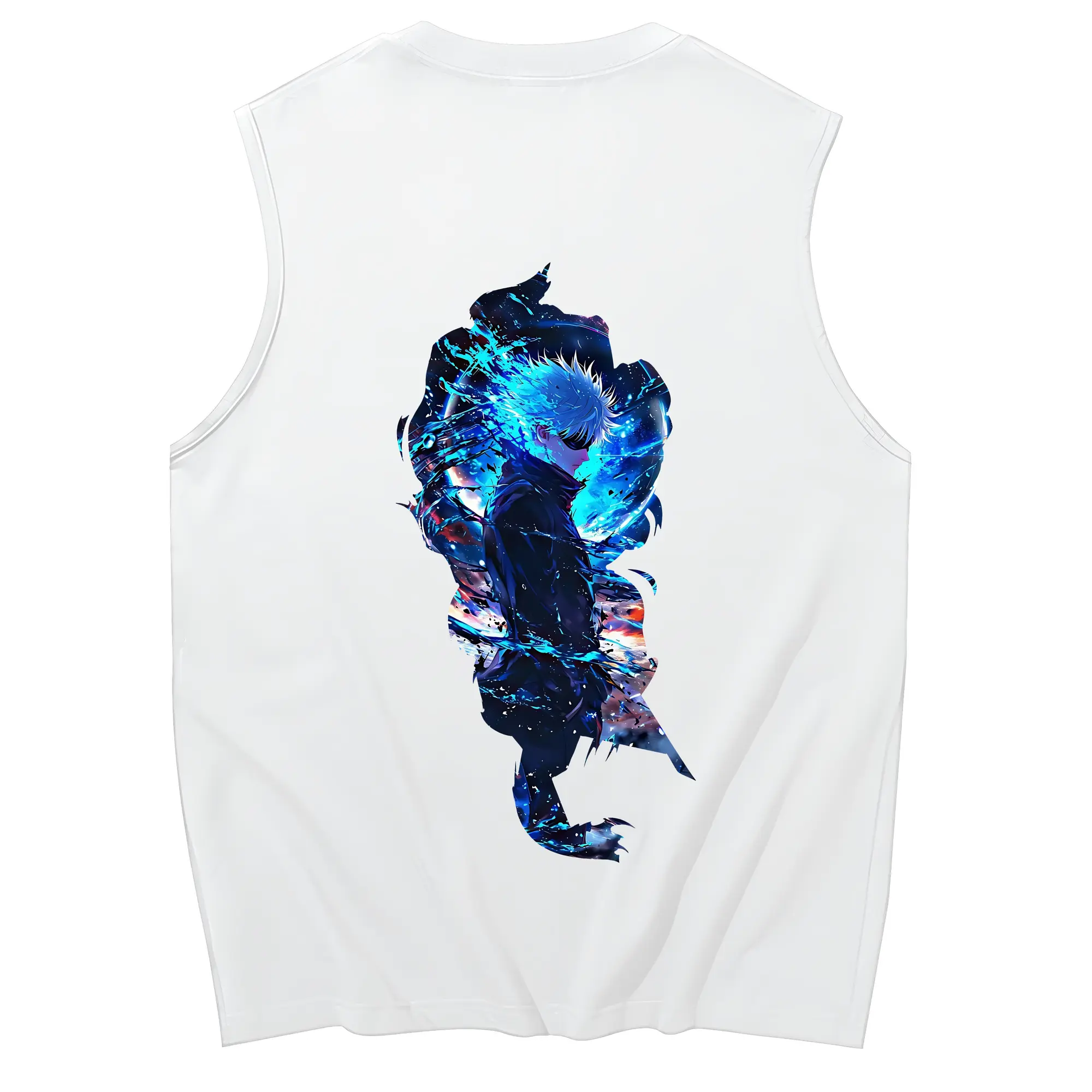 呪術廻戦 グッズ,五条 悟 - コットン100％ タンクトップ ・ 背面プリント ・ タイトシルエット ・ 快適 通気性 ・ スポーツ カジュアル 散歩用